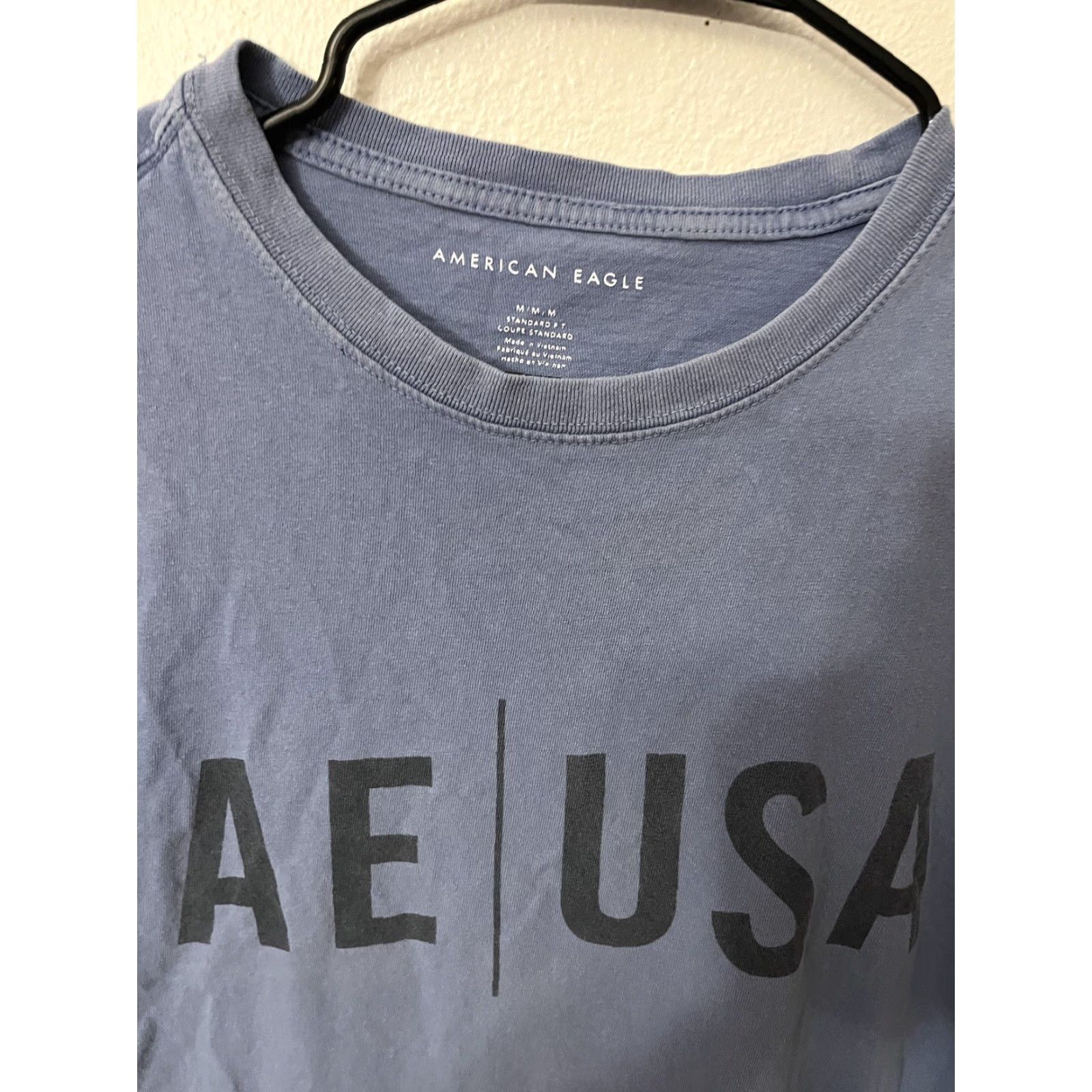 American Eagle Outfitters VINTAGE American Eagle Outfitters Mens T-Shirt Short Sleeve Crew Neck Blue M Graphic Flag Slimming Print 90s Mens Size US M / EU 48-50 / 2 - 2 Thumbnail