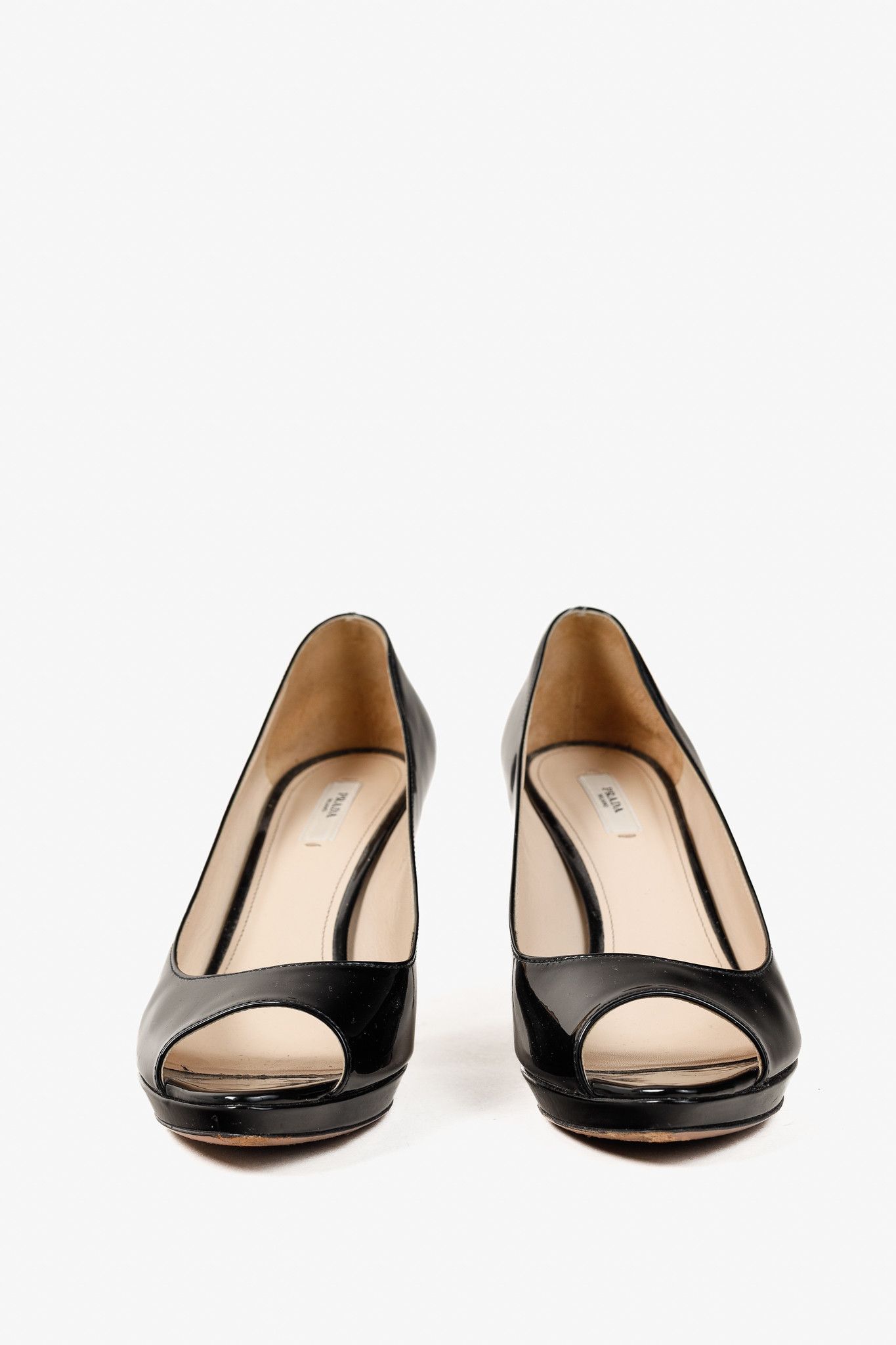 Prada Prada Nero Vernice Peep-Toe Platform Pumps Size US 10.5 / IT 40.5 - 2 Thumbnail
