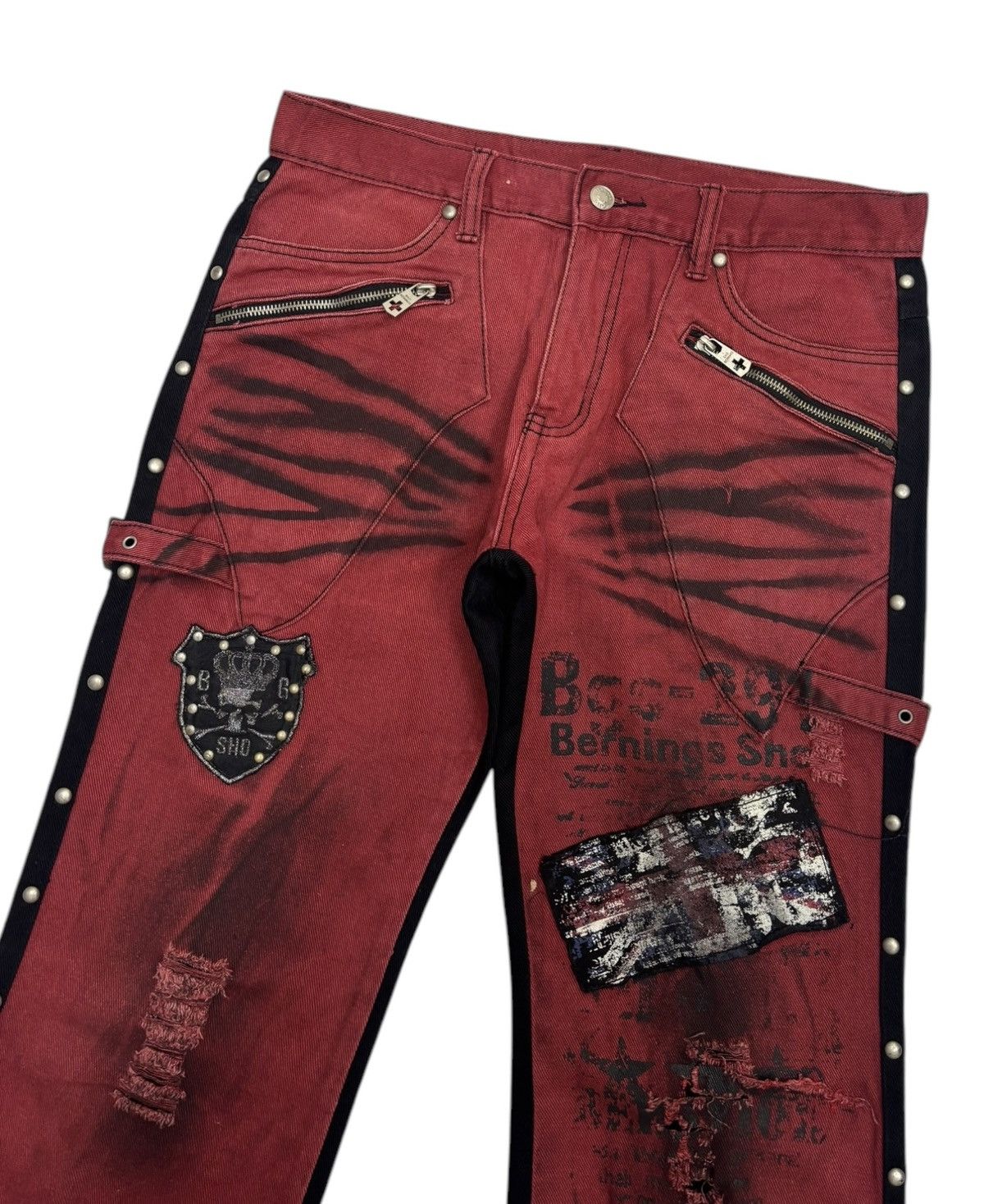 Tornado Mart 🔥BERNING SHO PUNK GOTHIC ZIPPER DISTRESSED DENIM JEANS Size US 32 / EU 48 - 7 Thumbnail