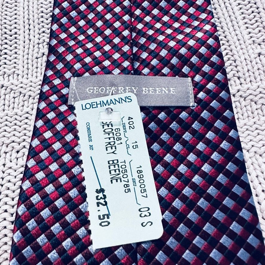 Geoffrey Beene Geoffrey Beane red miciro plaid tie NWT Size ONE SIZE - 3 Thumbnail
