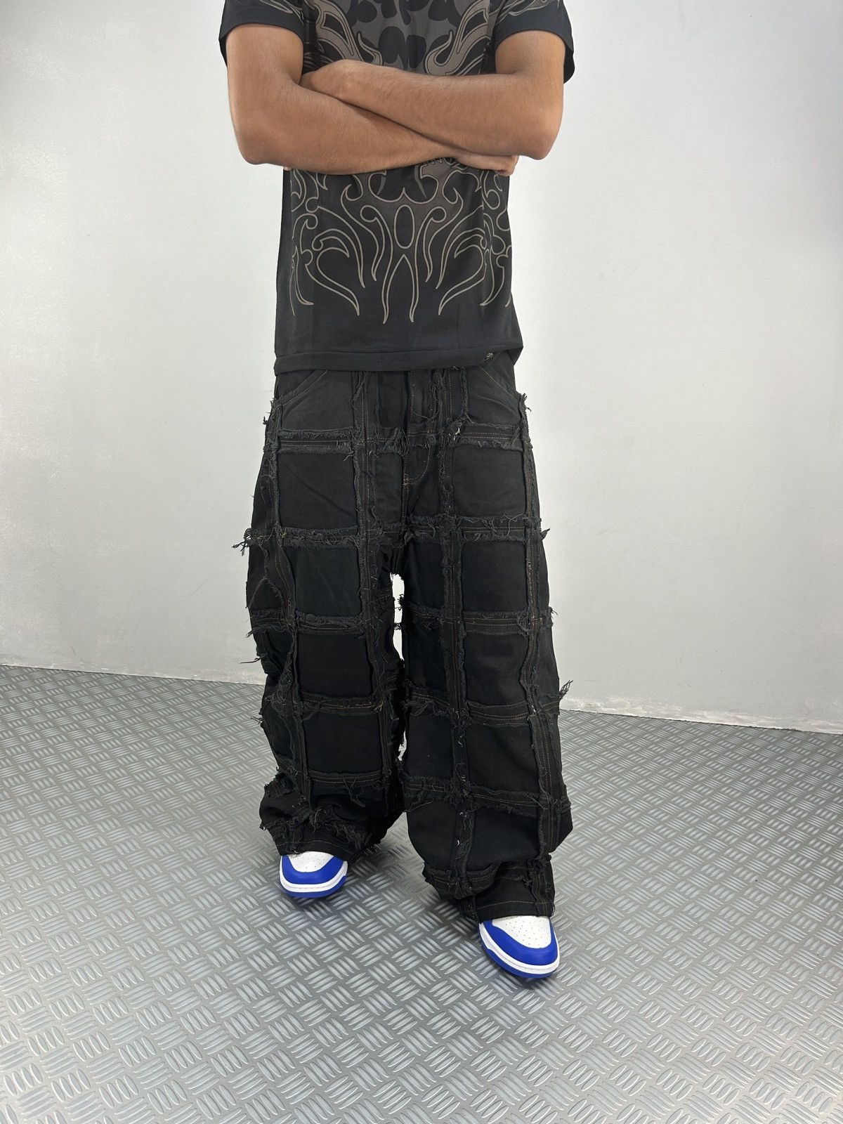 Handmade Vintage Patchwork y2k Baggy Jeans Handmade 00s Size US 28 / EU 44 - 1 Thumbnail