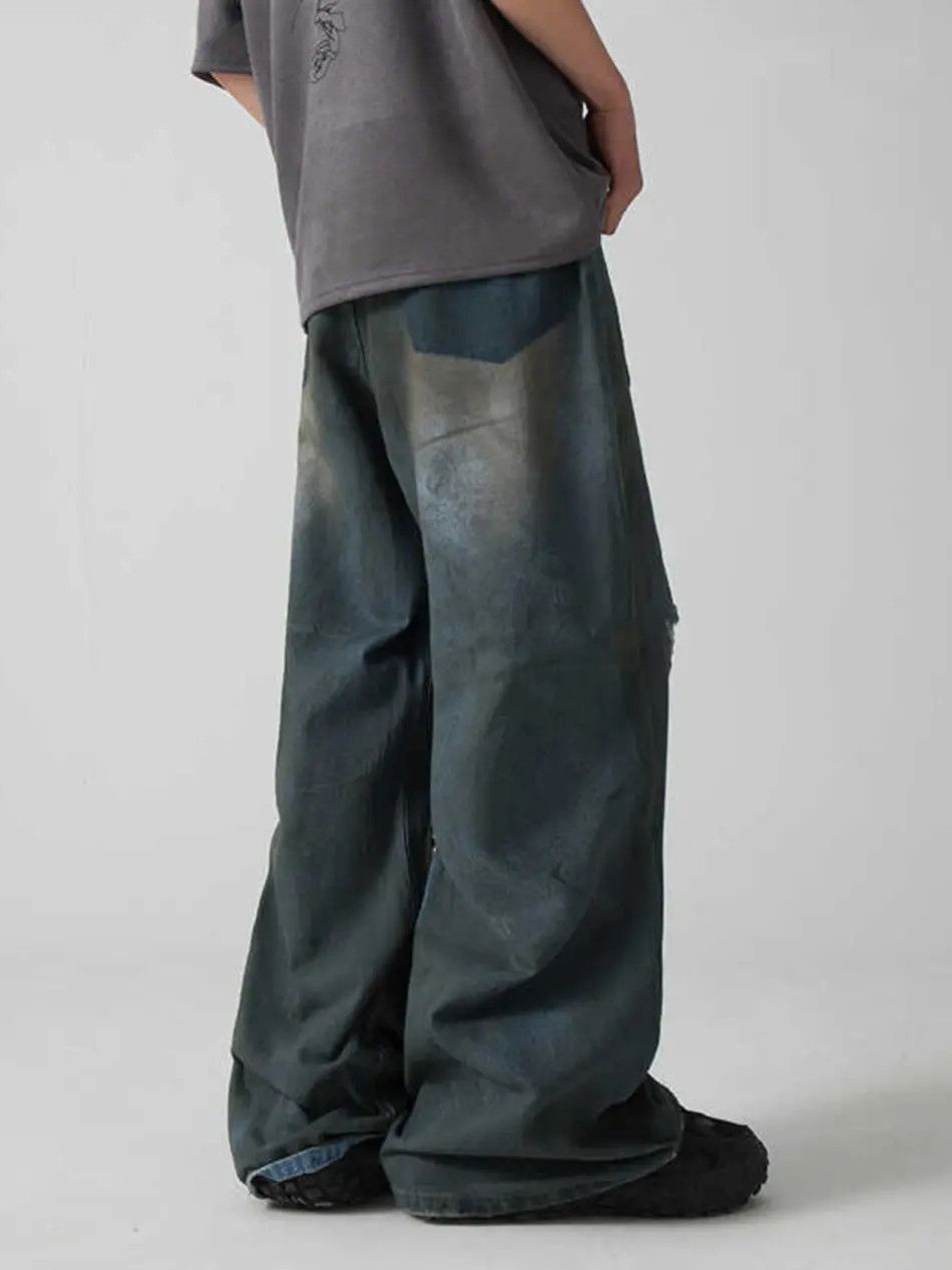 Japanese Brand Retro straight leg distressed jeans Size US 32 / EU 48 - 5 Thumbnail