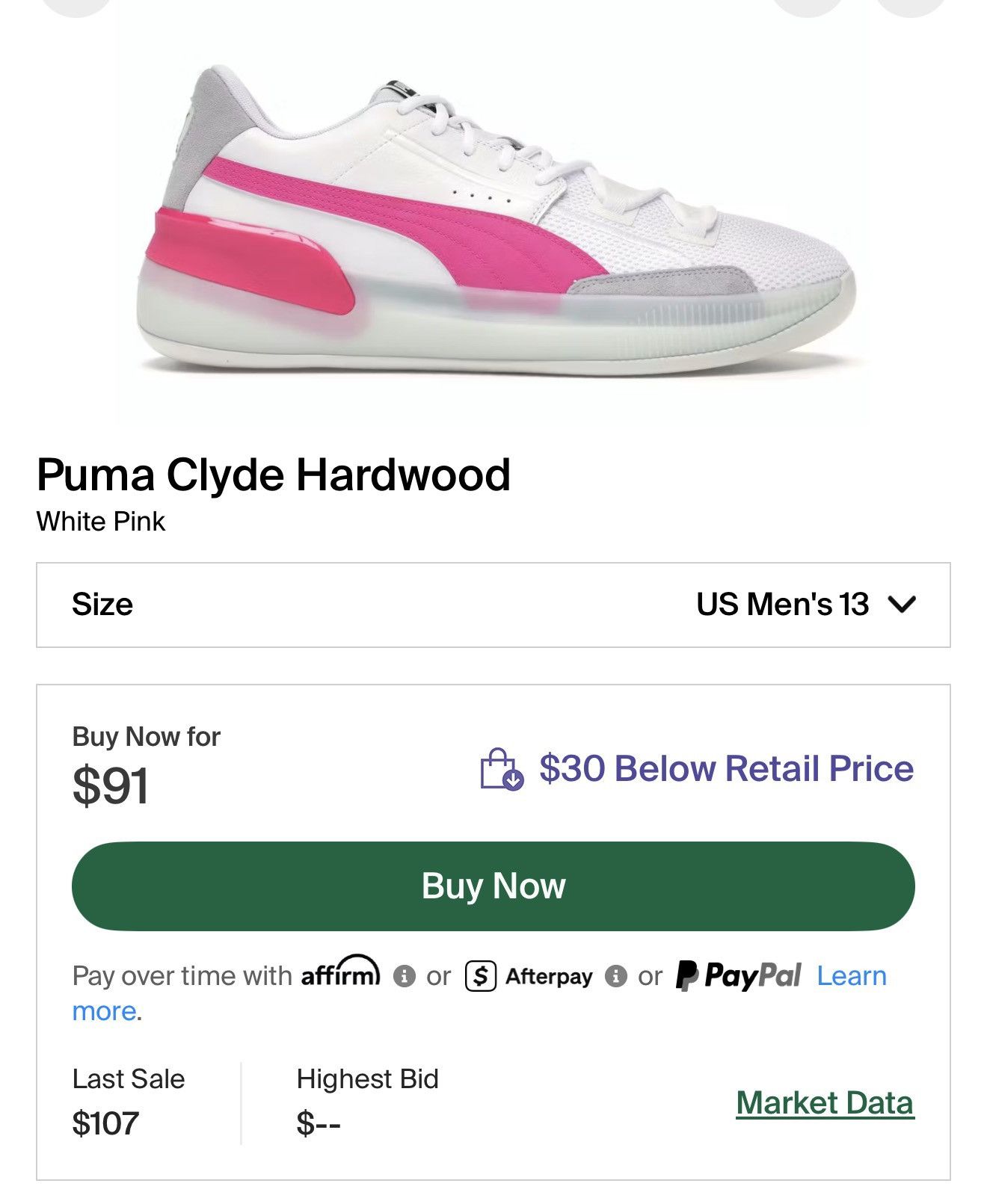 Puma Pluma Clyde hardwood classic size 13 VG condition Size US 13 / EU 46 - 7 Thumbnail