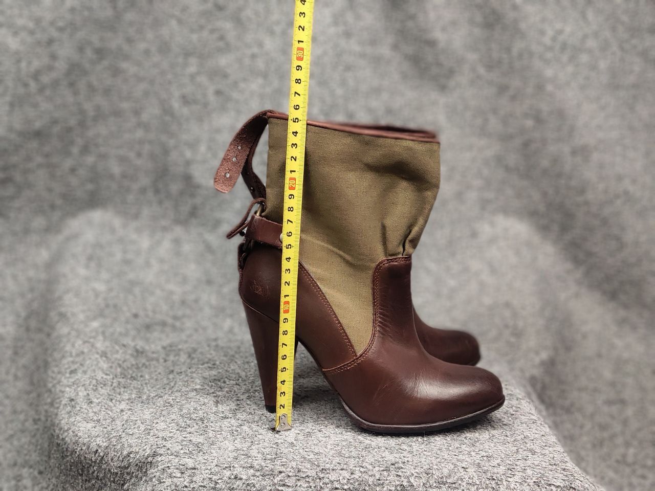 Diesel Black Gold Diesel Black Gold Military Green Leather canvas Heeled Boots Size US 7 / IT 37 - 18 Thumbnail