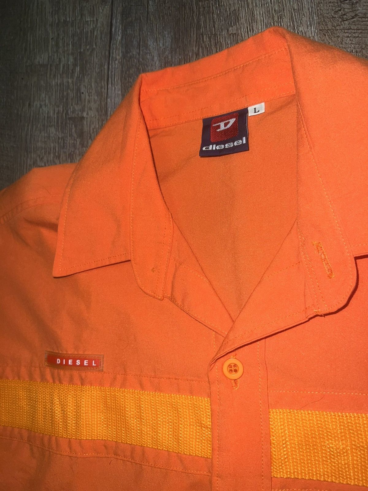 Diesel Vintage Diesel Orange Button Up Shirt Size Large Size US L / EU 52-54 / 3 - 2 Thumbnail