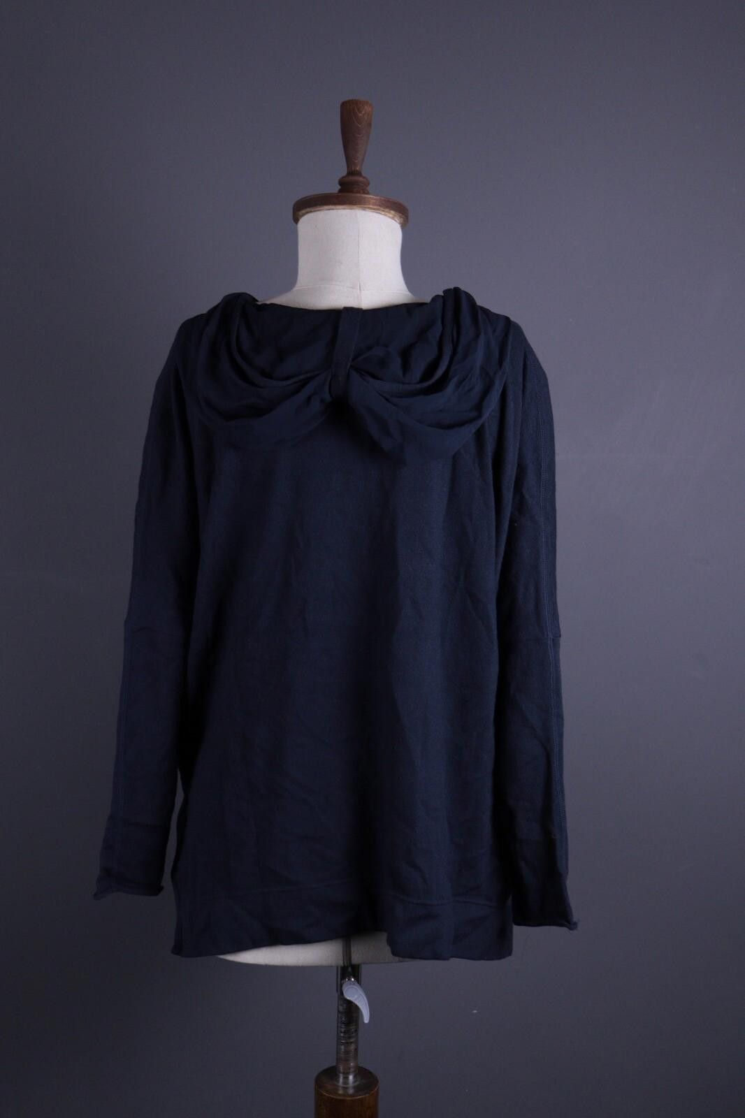 Designer Annette Gortz Dark Blue Wool Hooded Oversized Sweater Size M Size M / US 6-8 / IT 42-44 - 7 Thumbnail