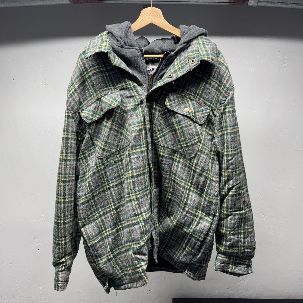Vintage Faded Hooded Flannel Zip Up Jacket ERD Grunge Faded Chrome Size US XXL / EU 58 / 5 - 2 Thumbnail