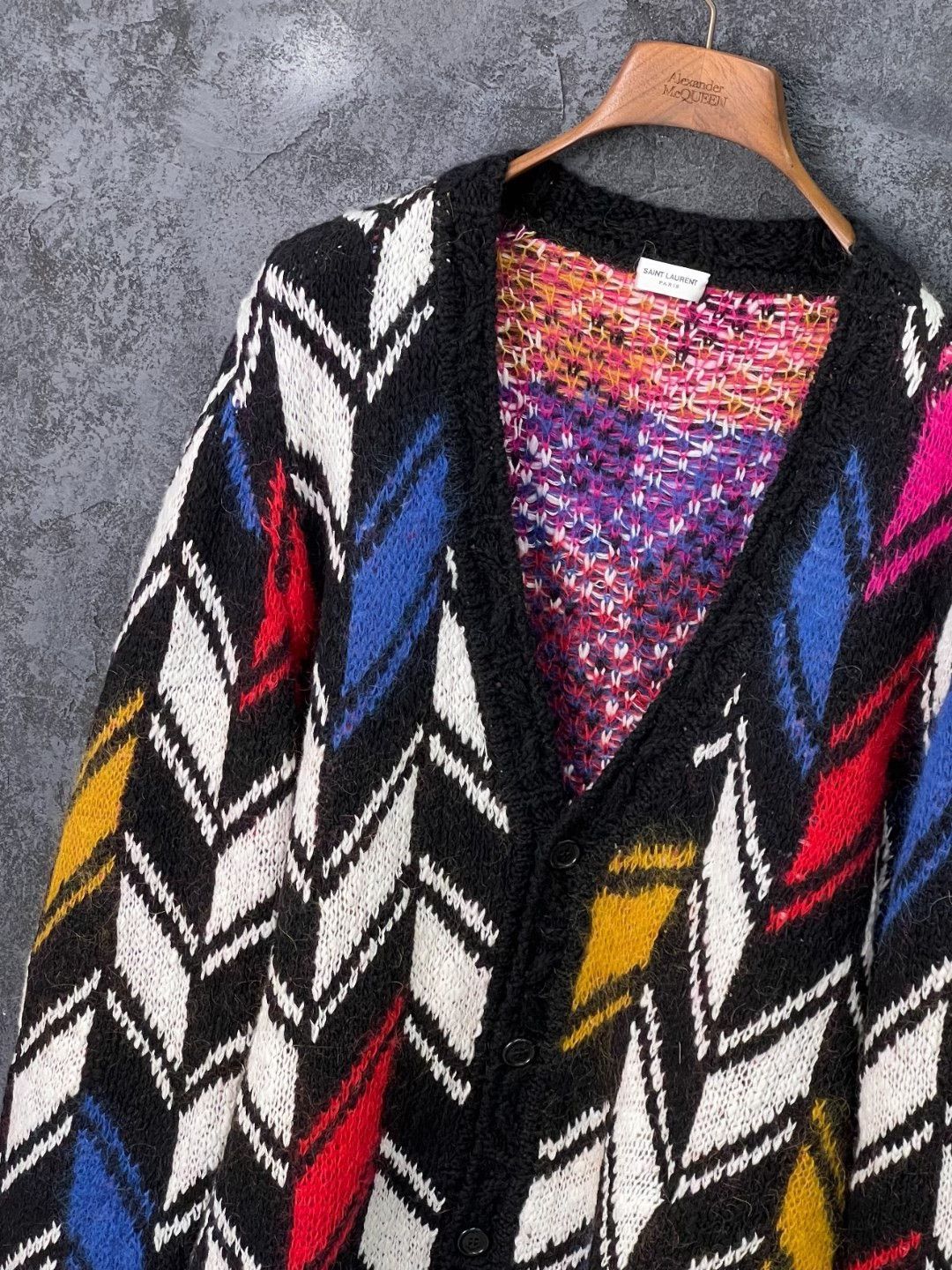Saint Laurent Paris Saint Laurent Chevron Pattern Wool Cardigan Size M / US 6-8 / IT 42-44 - 1 Thumbnail