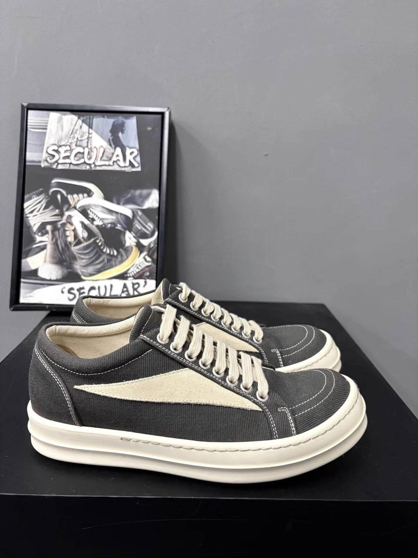 Rick Owens RickOwens Drkshdw Canvas Grey Low-Top Sneakers K34 Size US 8 / EU 41 - 4 Thumbnail