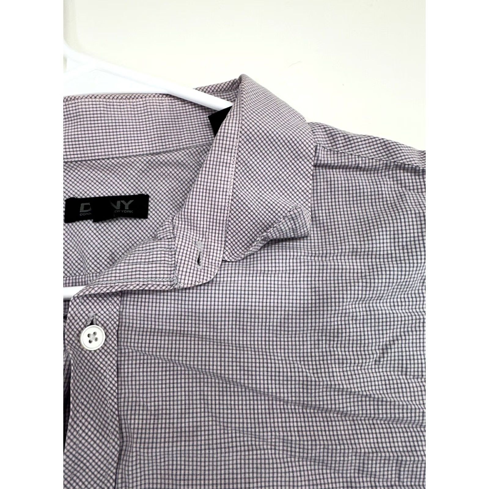 DKNY DKNY Mens Shirt XL Purple Plaid Long Sleeve Button Up Stained Size US XL / EU 56 / 4 - 6 Thumbnail