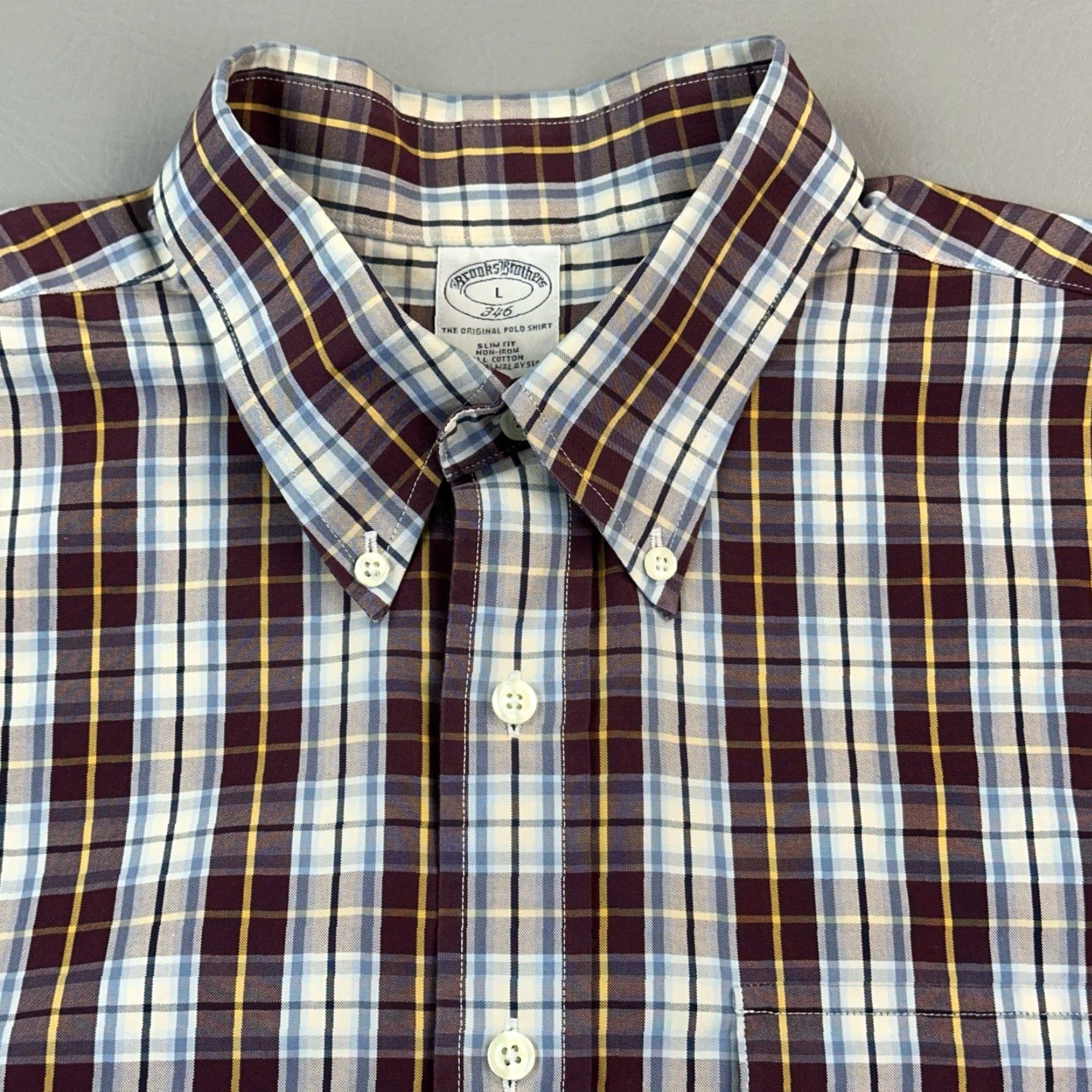 Brooks Brothers Brooks Brothers 346 Shirt Mens Large Plaid Slim Fit Non Iron Button Down Size US L / EU 52-54 / 3 - 2 Thumbnail