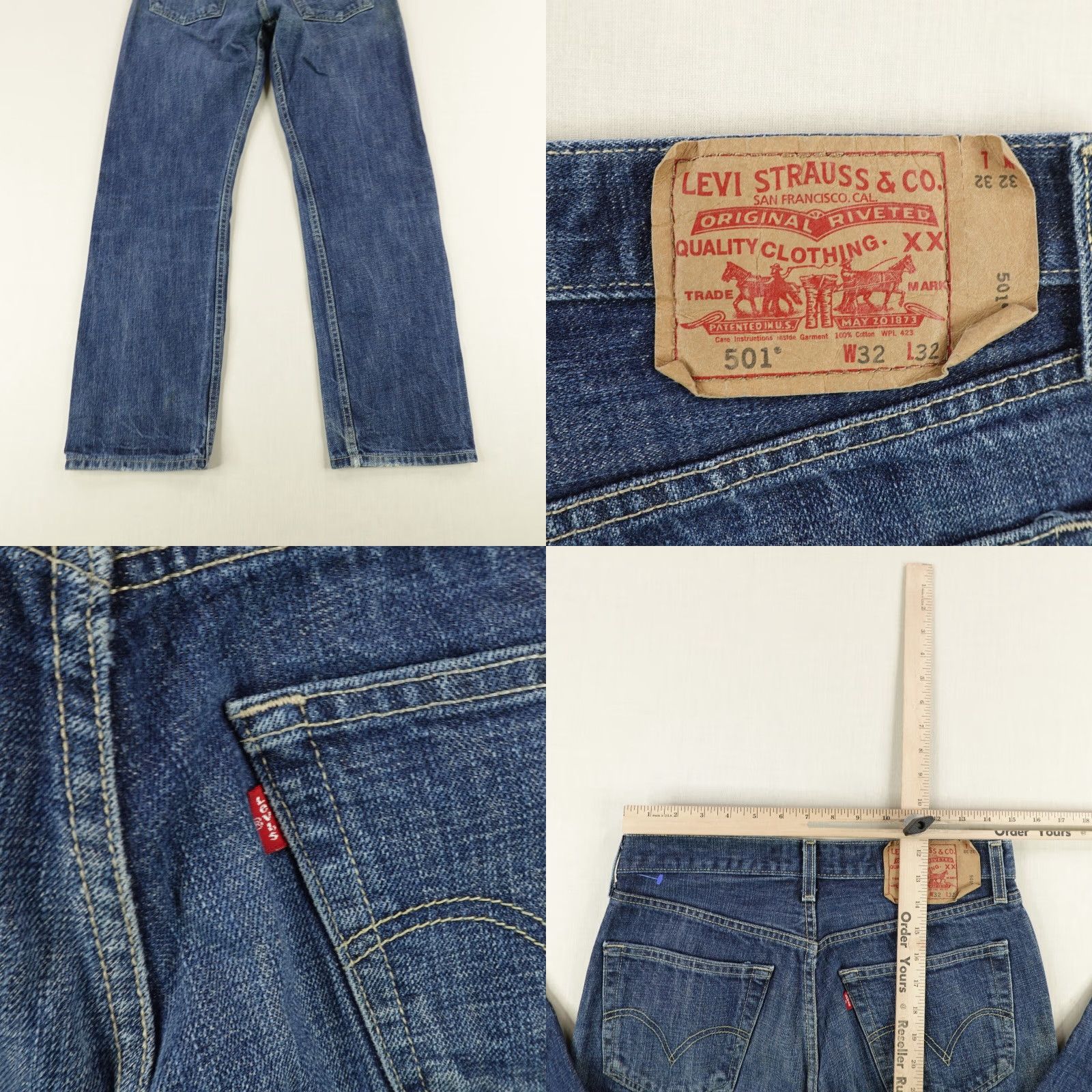 Levi's VINTAGE Levi's 501 Jeans Mens 32x32 Button Fly Straight Blue Denim Regular 30-32 Pockets Logo Size US 30 / EU 46 - 8 Thumbnail