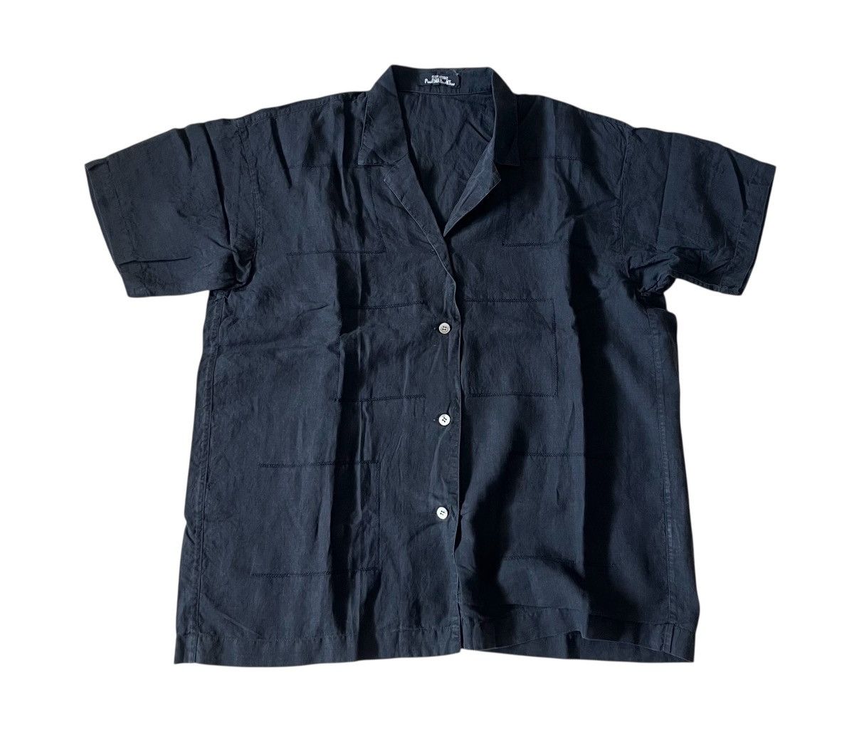 Issey Miyake TAX FREE 🇺🇸 issey miyake permanente black open collar shirt Size US M / EU 48-50 / 2 - 1 Thumbnail