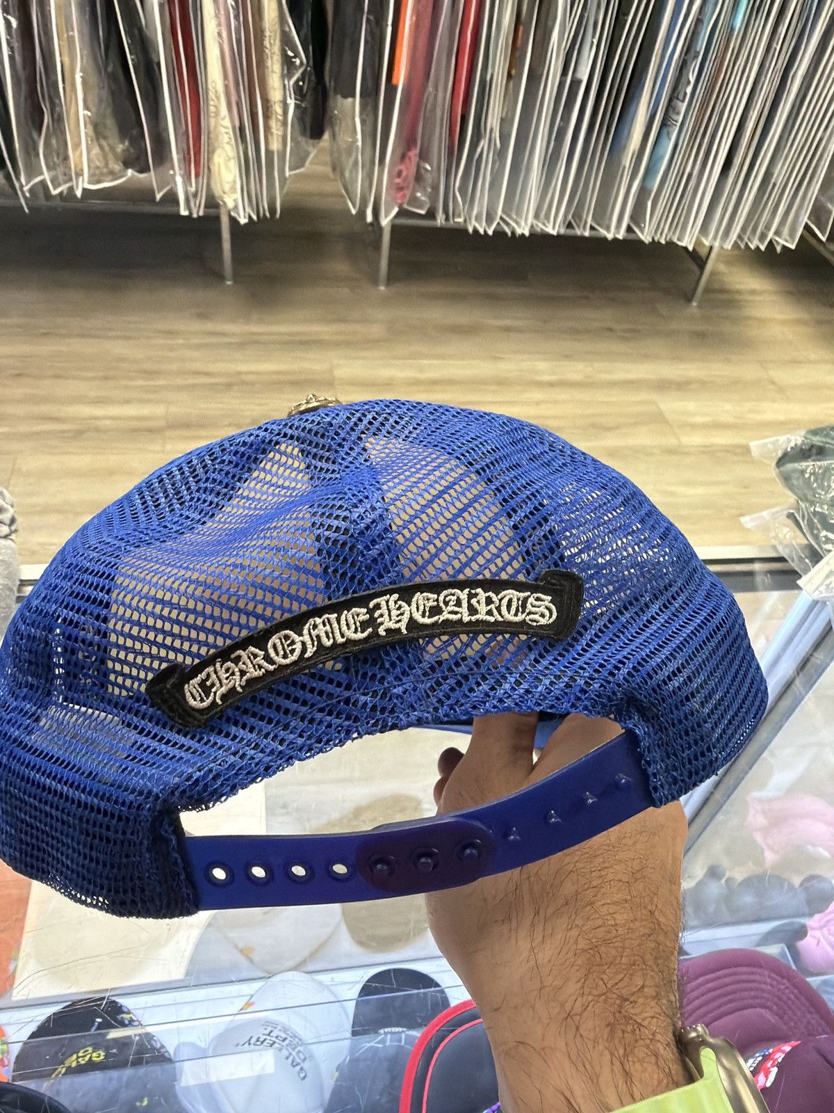 Chrome Hearts Chrome Hearts cemetary multi blue white cross Trucker Hat Size ONE SIZE - 2 Thumbnail