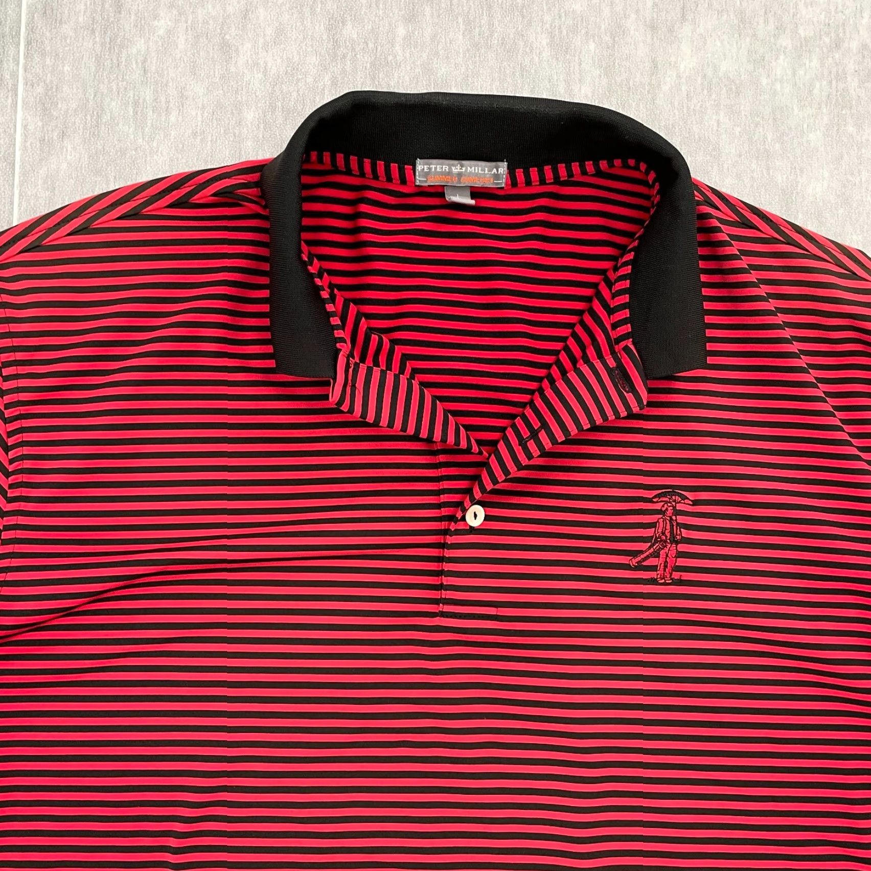Peter Millar Peter Millar Shirt Adult Large Red Black Polo Striped Summer Comfort Logo Mens L Size US L / EU 52-54 / 3 - 3 Thumbnail