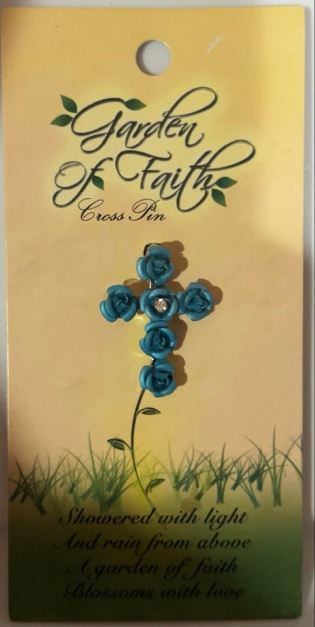 The Unbranded Brand Women's Unbranded Teal Cross Brooch Pin One Size Size ONE SIZE - 2 Thumbnail