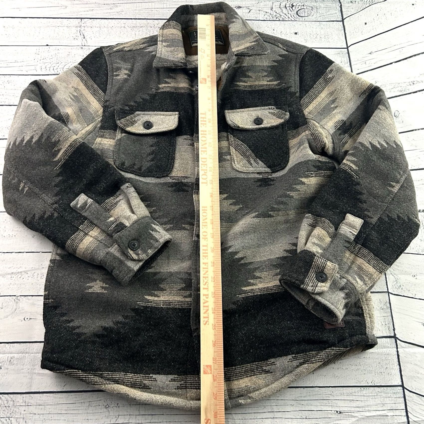 Vintage JACHS Jacket Wool Gray Lined Fleece High Pile Aztec Button Shirt Jacket Men S Small Size US S / EU 44-46 / 1 - 3 Thumbnail