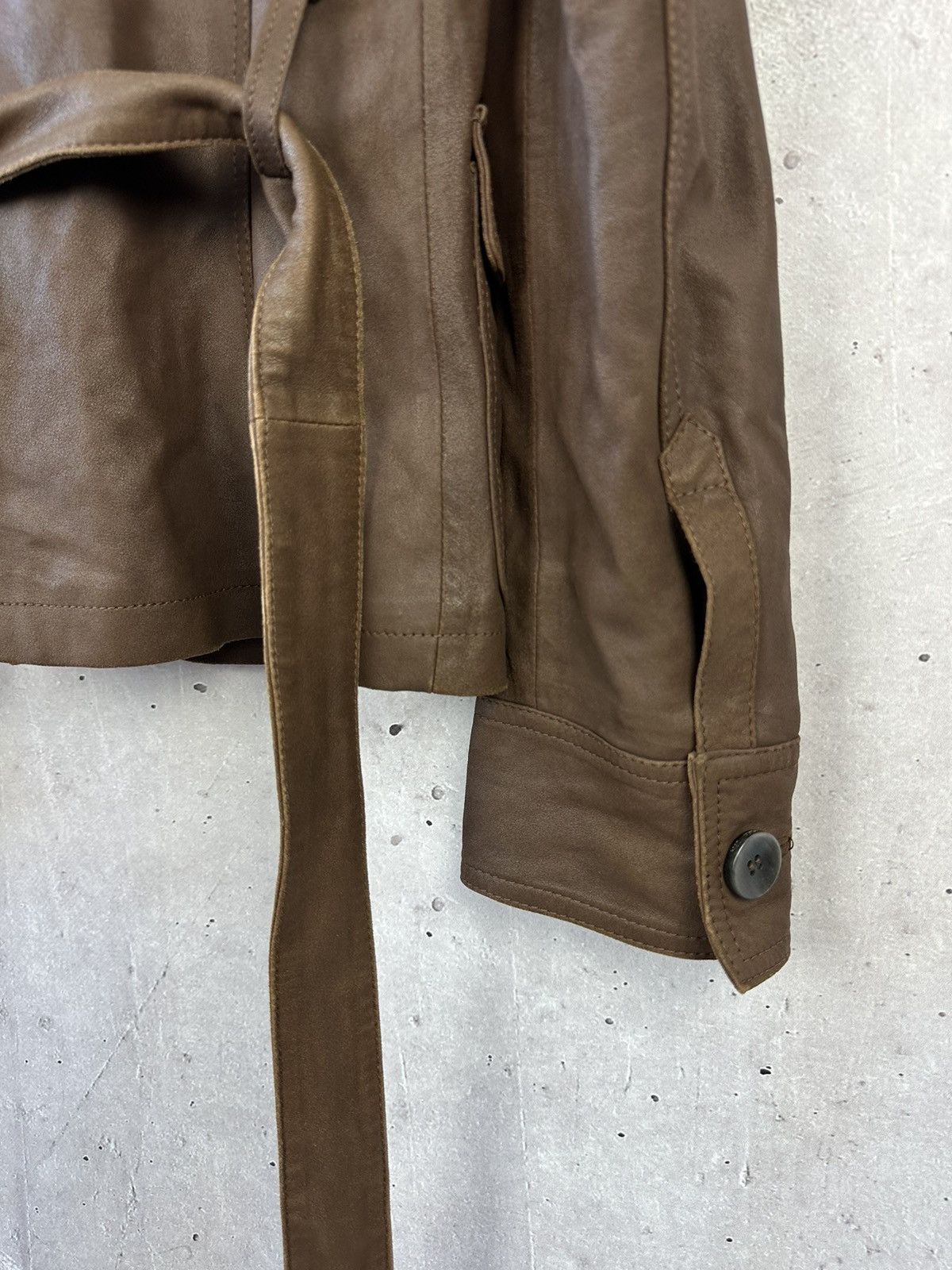 Weekend Max Mara Max Mara Weekend Brown Leather Buttons Jacket With Belt Size M / US 6-8 / IT 42-44 - 10 Thumbnail