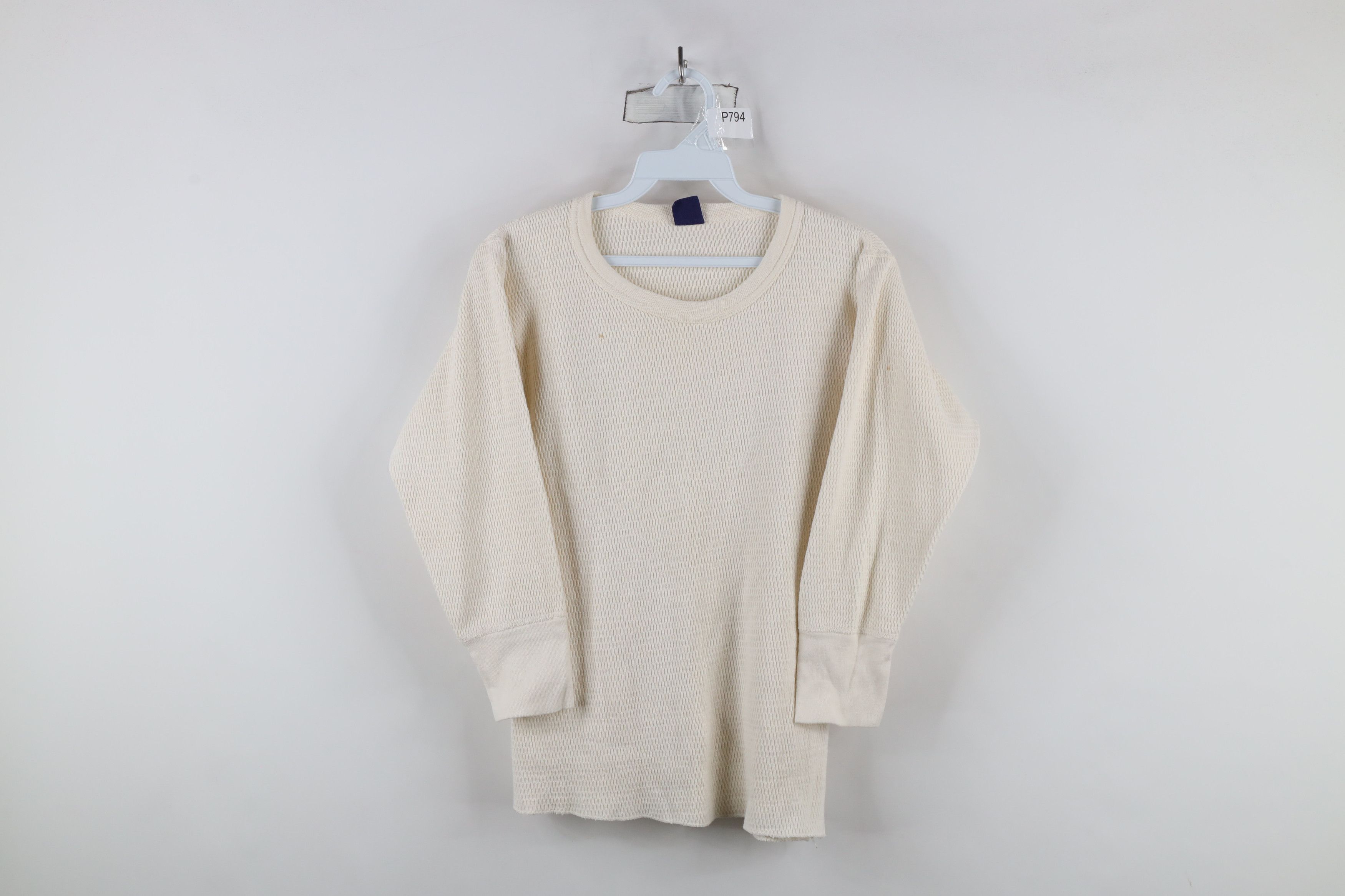 Vintage Vintage 70s Streetwear Thermal Waffle Knit T-Shirt Cream USA Size US M / EU 48-50 / 2 - 1 Thumbnail