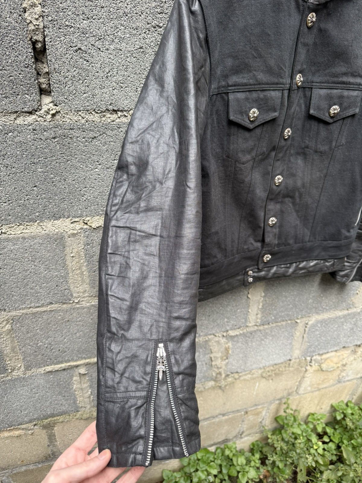 Chrome Hearts Chrome Hearts Denim Jacket Leather Sleeves Size US M / EU 48-50 / 2 - 3 Thumbnail