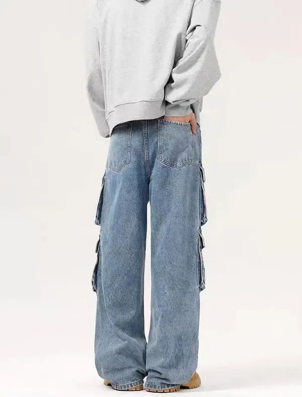 Japanese Brand Kouda Vintage Street Multi-Pocket Washed Loose Work Jeans Size US 34 / EU 50 - 5 Thumbnail