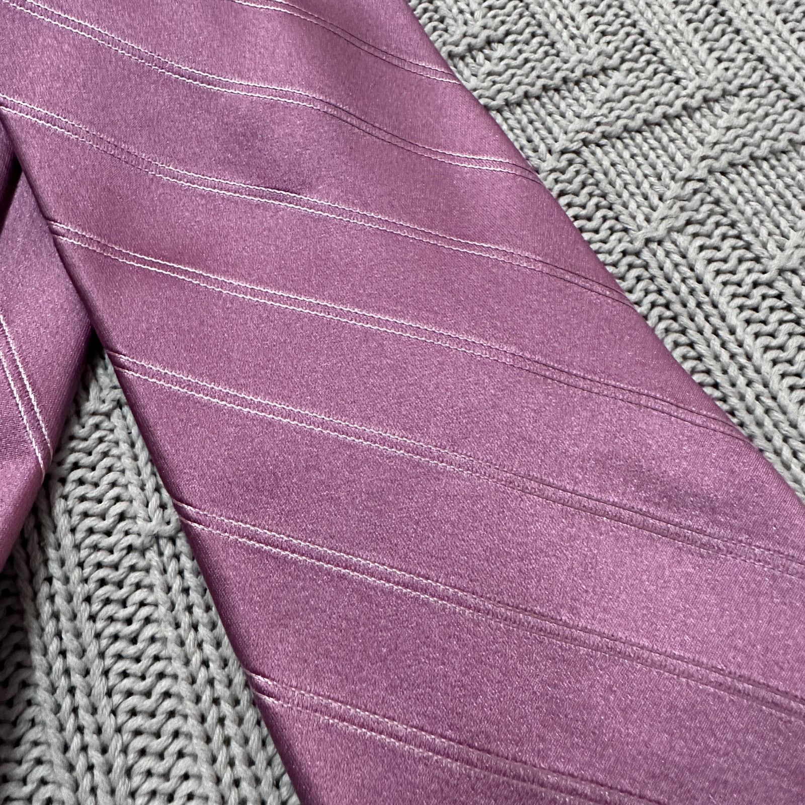 Ike Behar Ike Behar pink monotone striped silk tie Size ONE SIZE - 2 Thumbnail