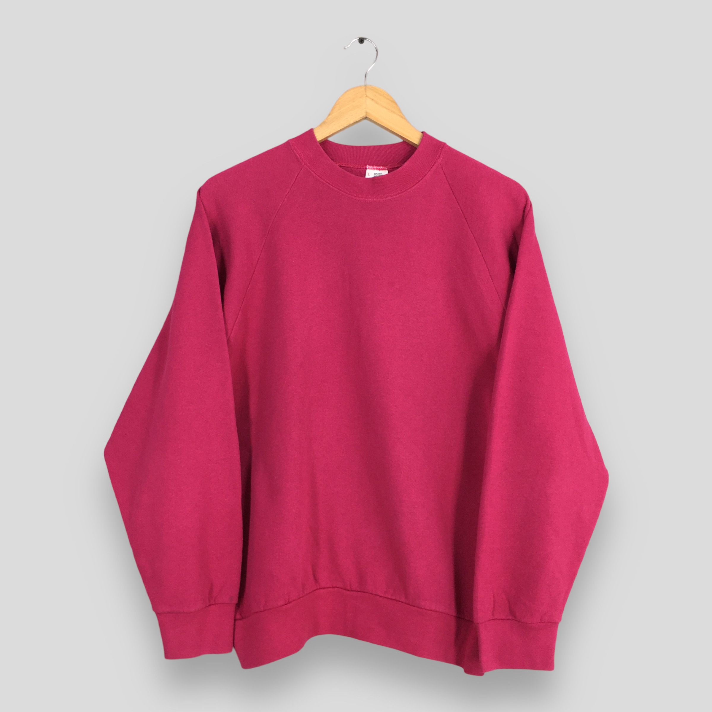 Fruit Of The Loom × Vintage Vintage 90s Fruit Of The Loom Pink Plain Sweatshirt Large Size US L / EU 52-54 / 3 - 1 Thumbnail
