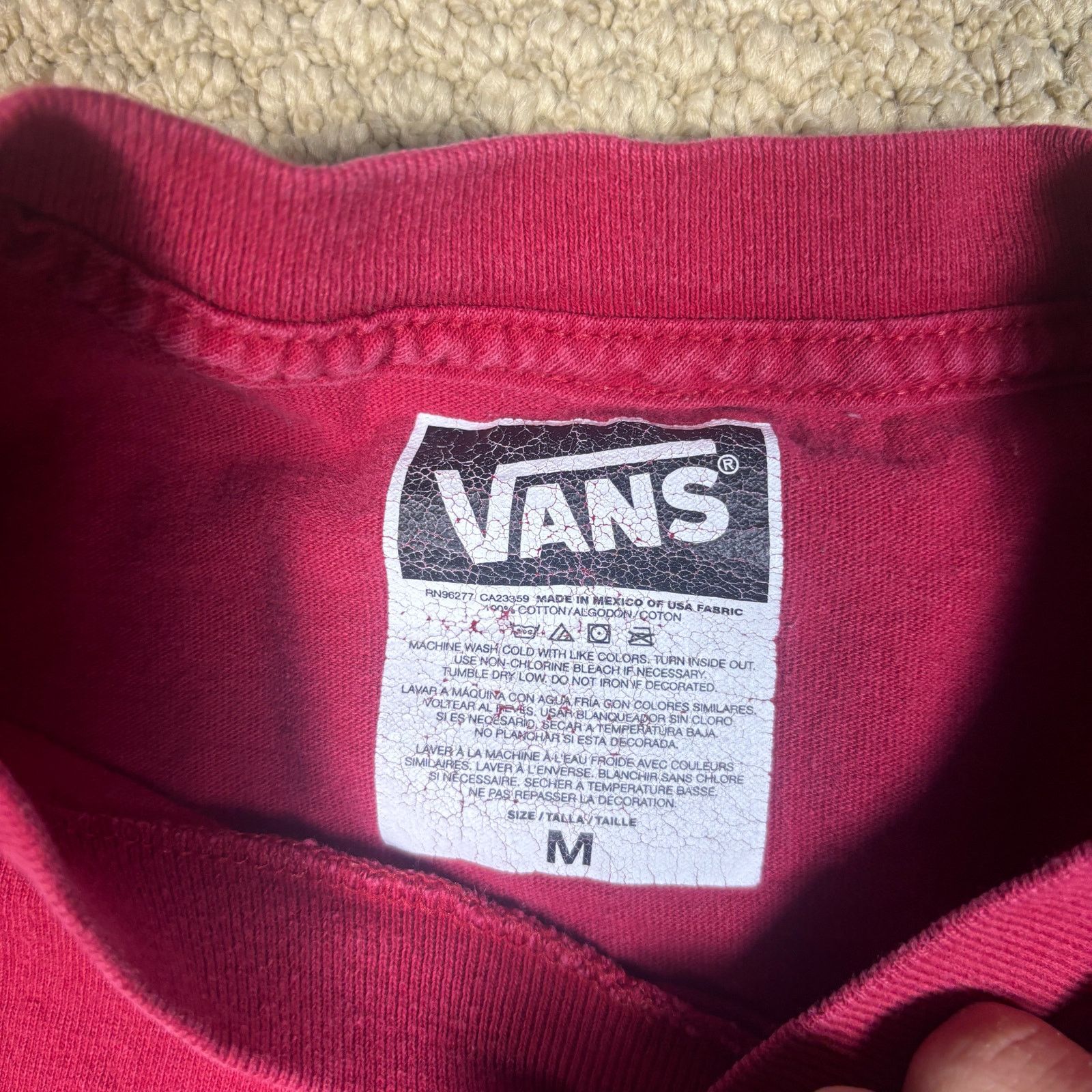 Vans y2k 2000s Vans red tshirt womens Medium emo grunge skater Size M / US 6-8 / IT 42-44 - 5 Thumbnail