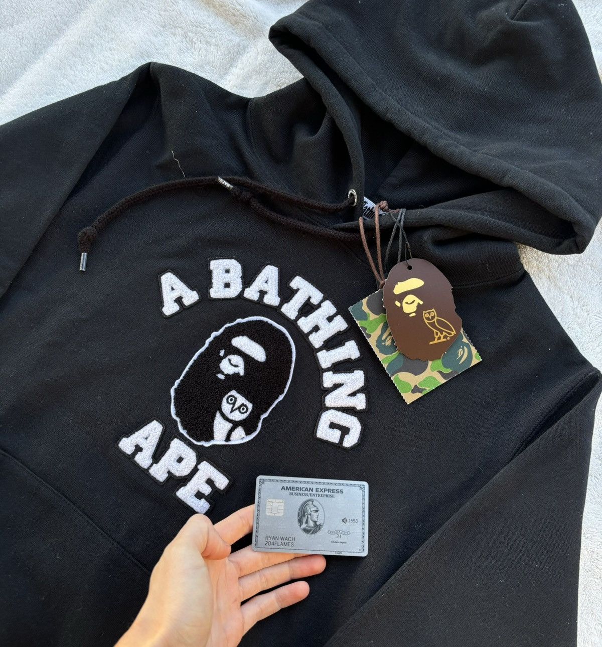 Bape × October's Very Own Bape x OVO Black College Logo Hoodie Size US M / EU 48-50 / 2 - 2 Thumbnail
