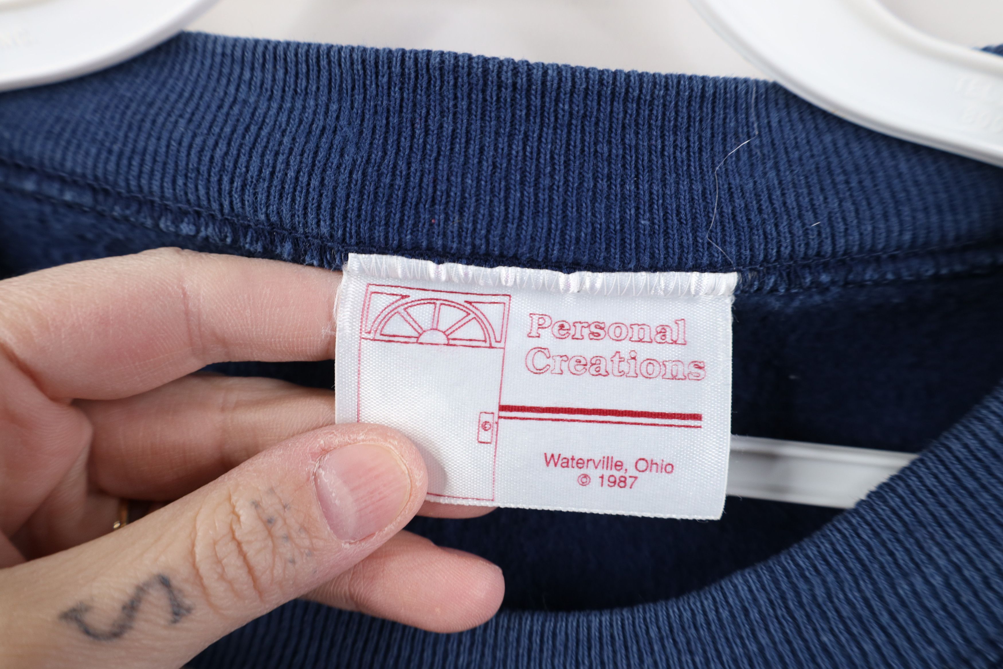 Vintage Vintage 80s Baggy Argyle French Terry Sweatshirt Blue USA Size L / US 10 / IT 46 - 8 Thumbnail