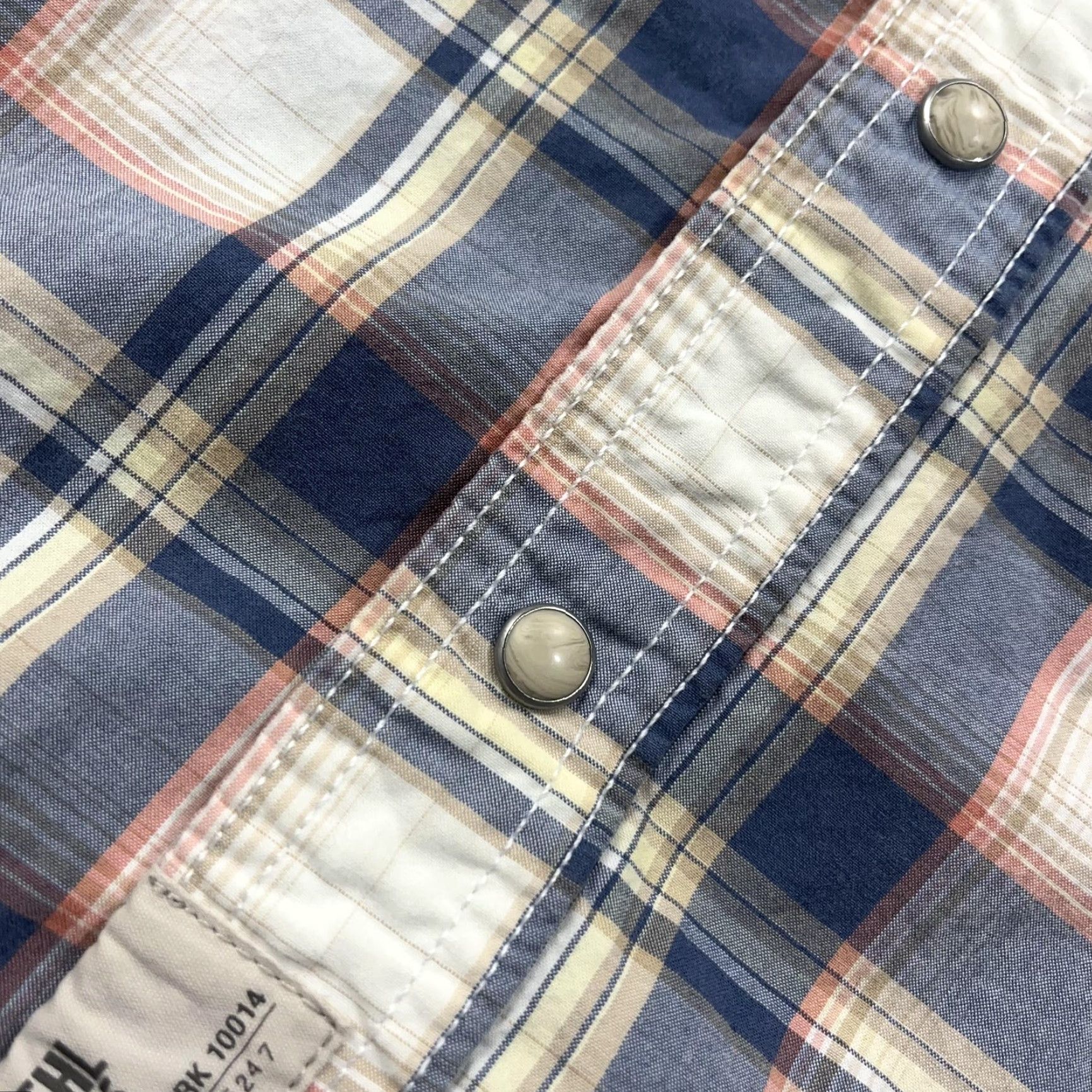 Vintage Ruehl No.925 Shirt Mens Small Blue Plaid Western Pearl Snap Short Sleeve Cotton Size US S / EU 44-46 / 1 - 5 Thumbnail