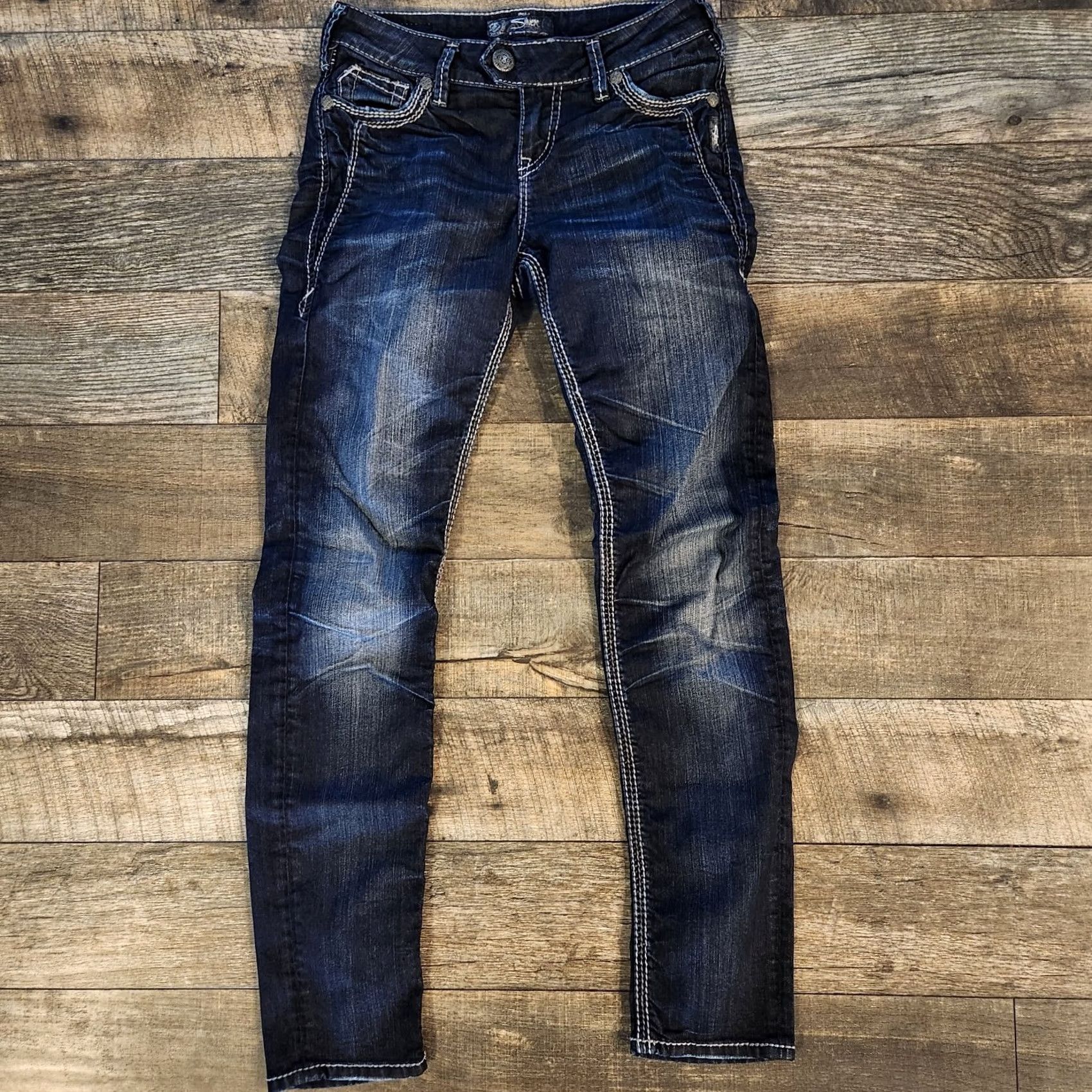 Silver Jeans Co. VINTAGE Silver Jeans Co. Womens Jeans Tuesday Mid Skinny Cotton 27/31 Blue Slim 31in Denim Size 27" / US 4 / IT 40 - 2 Thumbnail