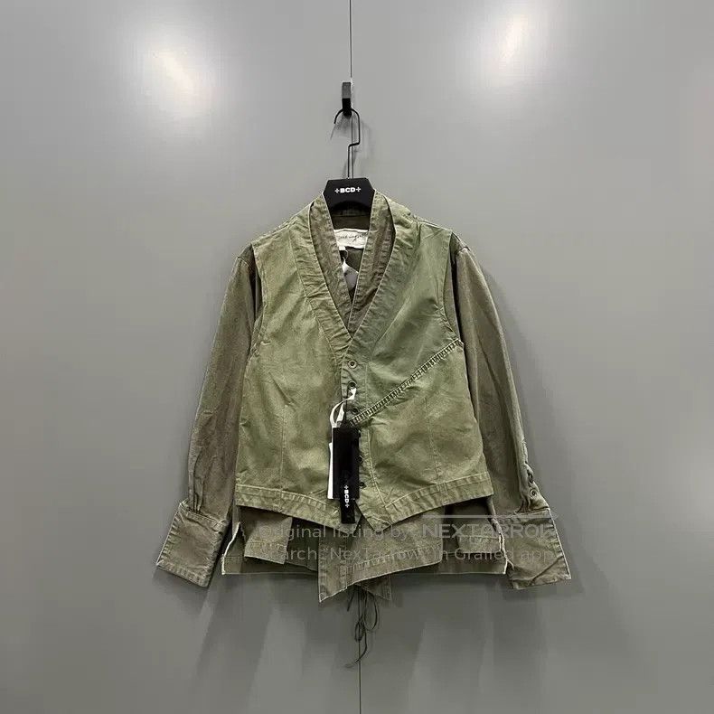 Greg Lauren Greg Lauren Military green distressed faux two-piece jacke Size US M / EU 48-50 / 2 - 1 Thumbnail