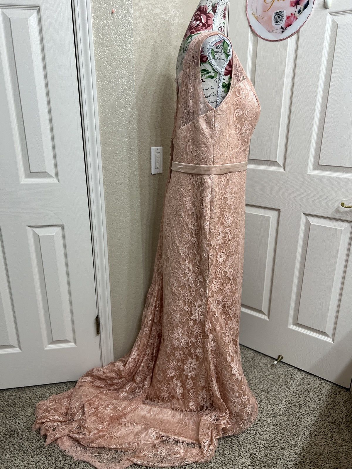 Other Hebeos pink blush Lace V-Neck prom Dress Size XL / US 12-14 / IT 48-50 - 2 Thumbnail