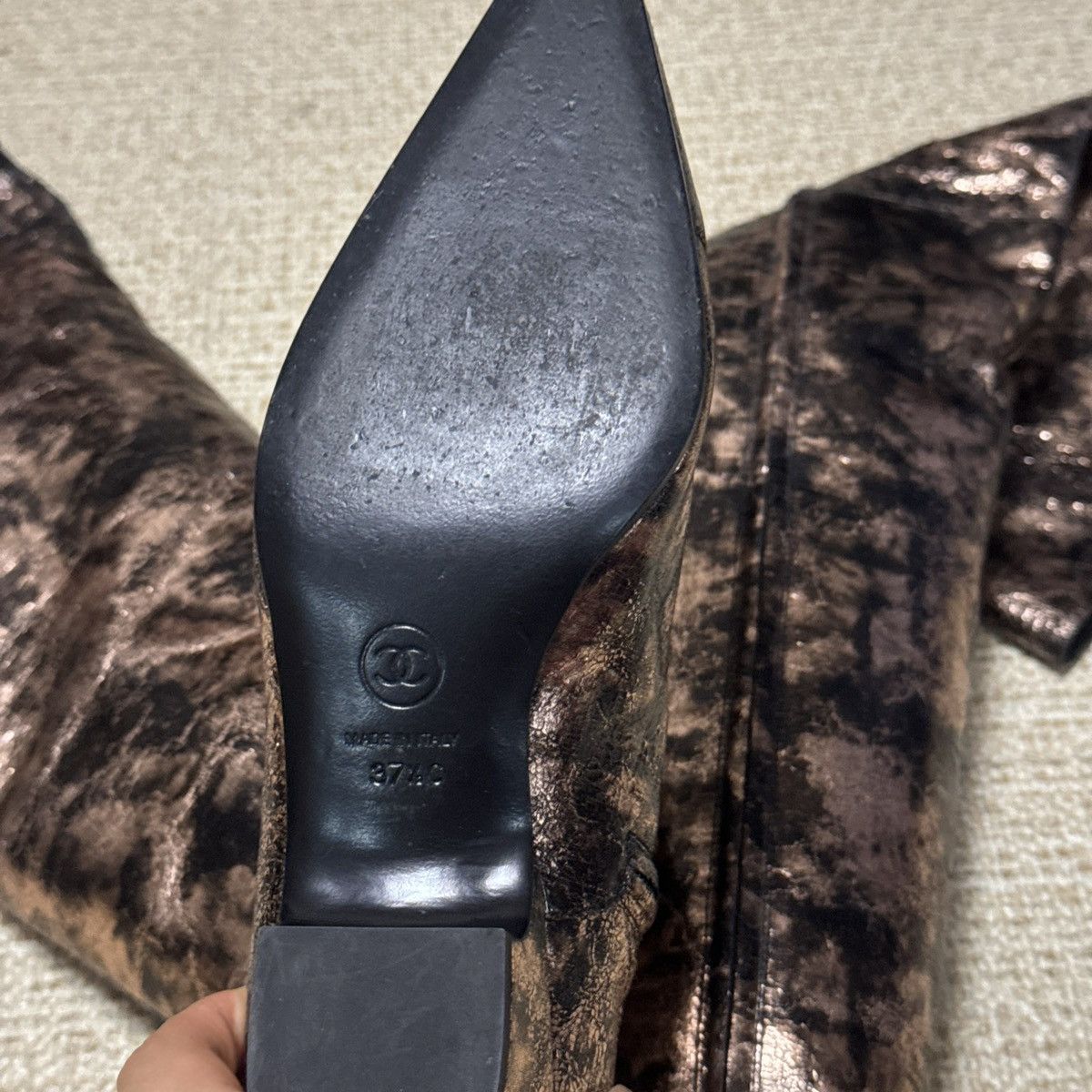 Chanel CHANEL Laminated Chevre Metallic Lambskin Over the Knee Boot Size US 7.5 / IT 37.5 - 16 Thumbnail