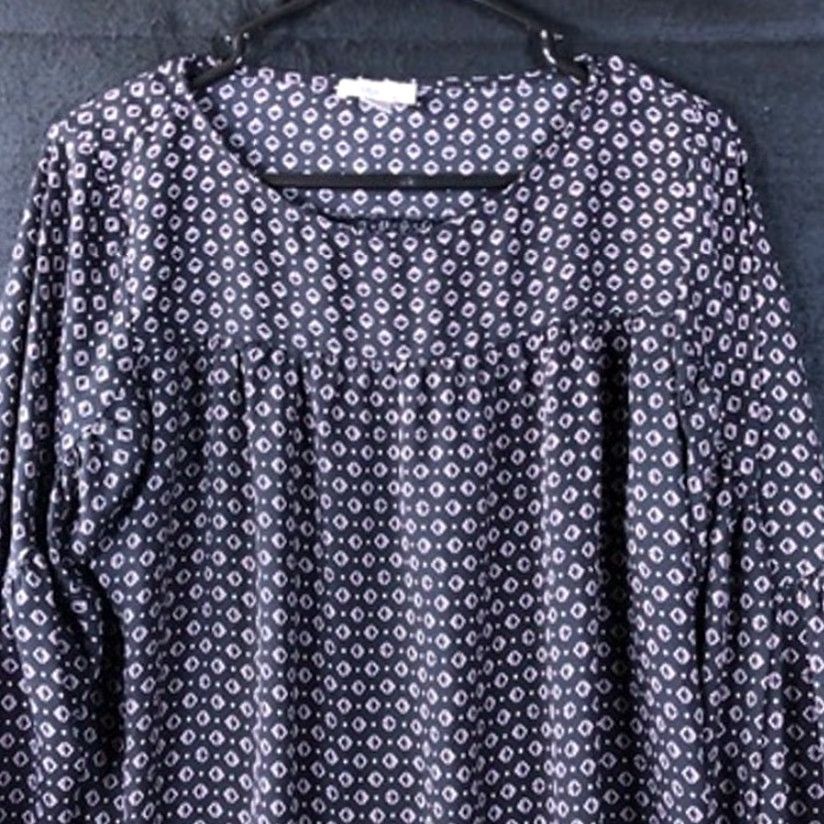 Loft LOFT Outlet Womens Blouse Black Pattern Crew Neck Long Sleeve Tie Small Size S / US 4 / IT 40 - 2 Thumbnail