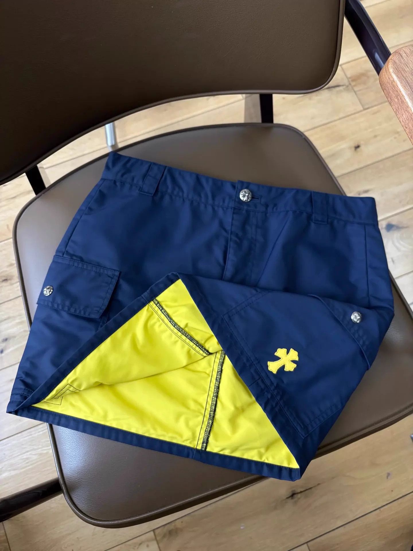 Chrome Hearts Chrome Hearts Navy & Lemon Yellow Cross Patch Skirt 26 Size 26" / US 2 / IT 38 - 1 Thumbnail