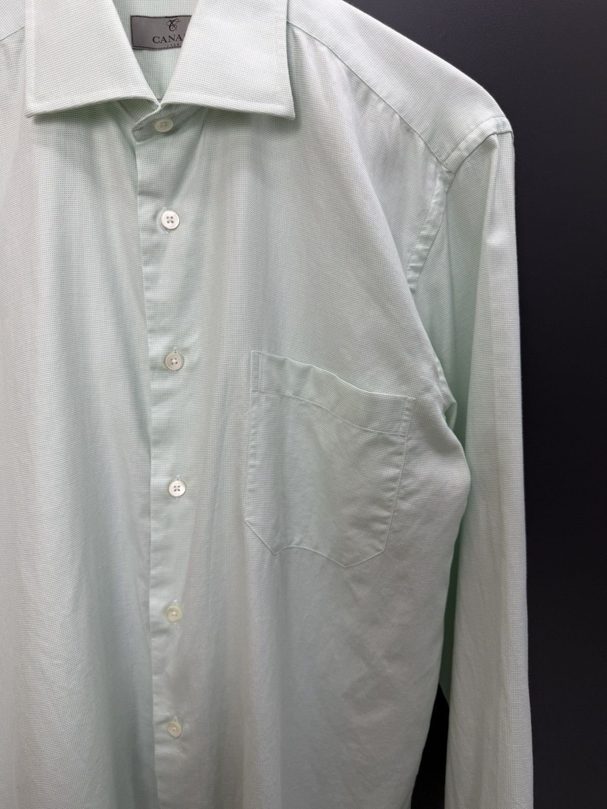 Canali Canali Mens Dress Shirt Mint Green Cotton Size 41/16 Size US L / EU 52-54 / 3 - 3 Thumbnail