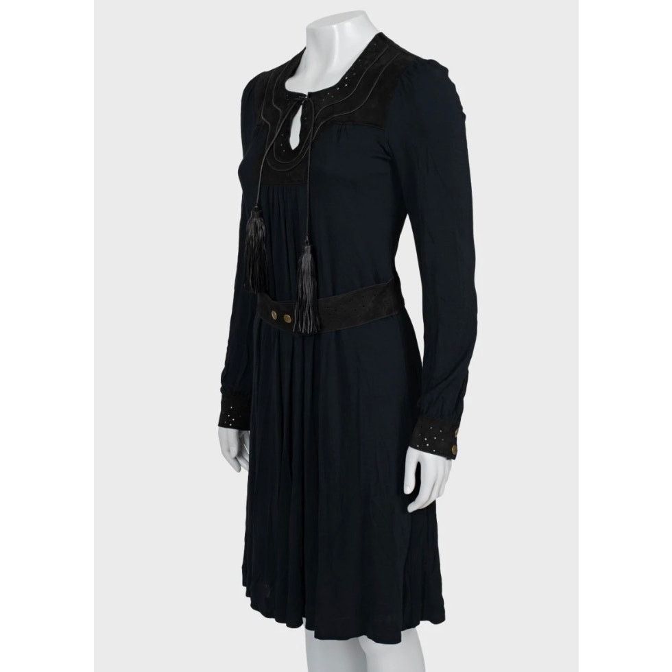Gucci Gucci Blue Fitted Dress with Faux Leather Belt M Size M / US 6-8 / IT 42-44 - 2 Thumbnail