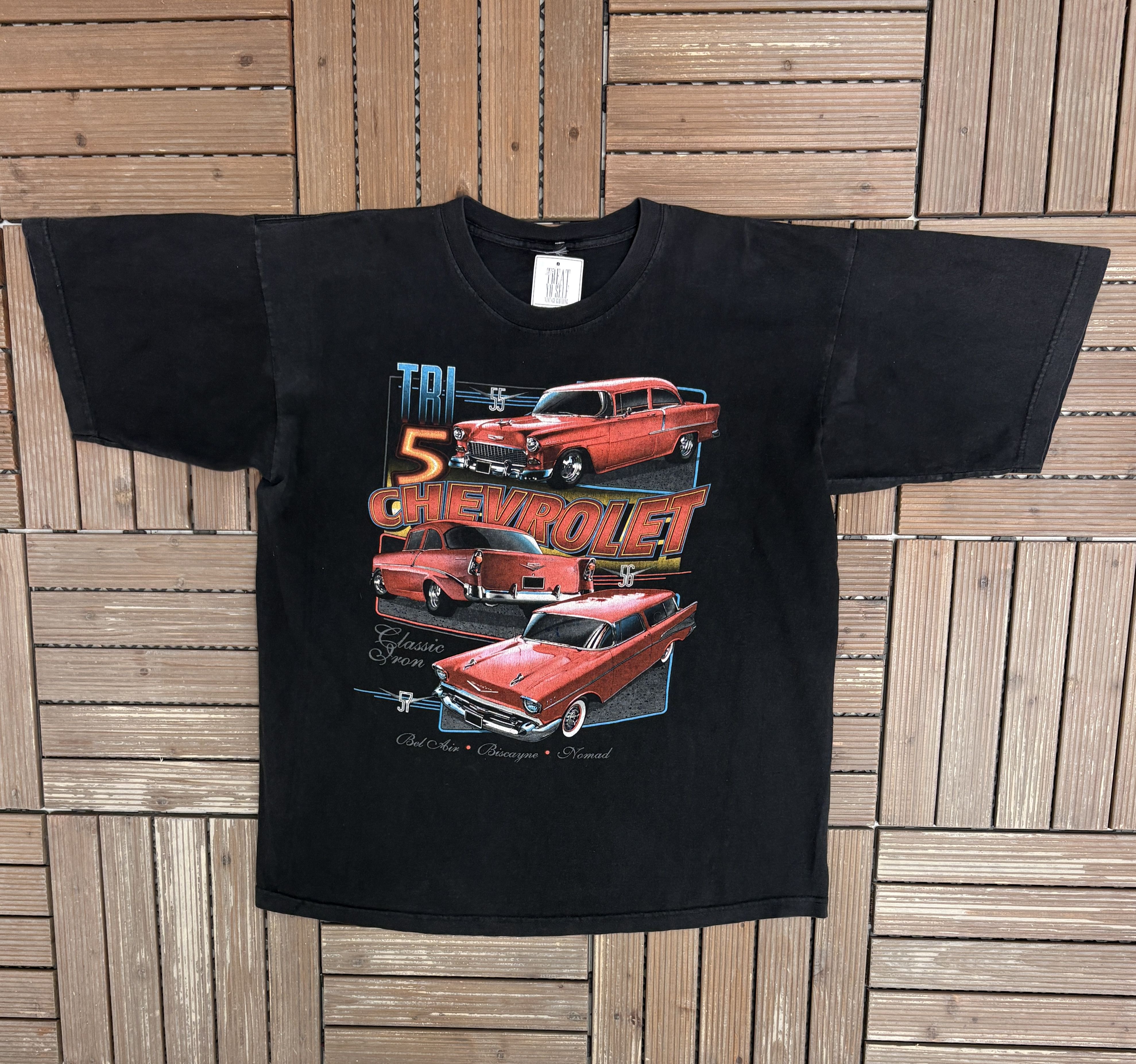 Vintage Chevrolet Tri-Five Vintage Black T-Shirt Tee Size US XXL / EU 58 / 5 - 1 Thumbnail