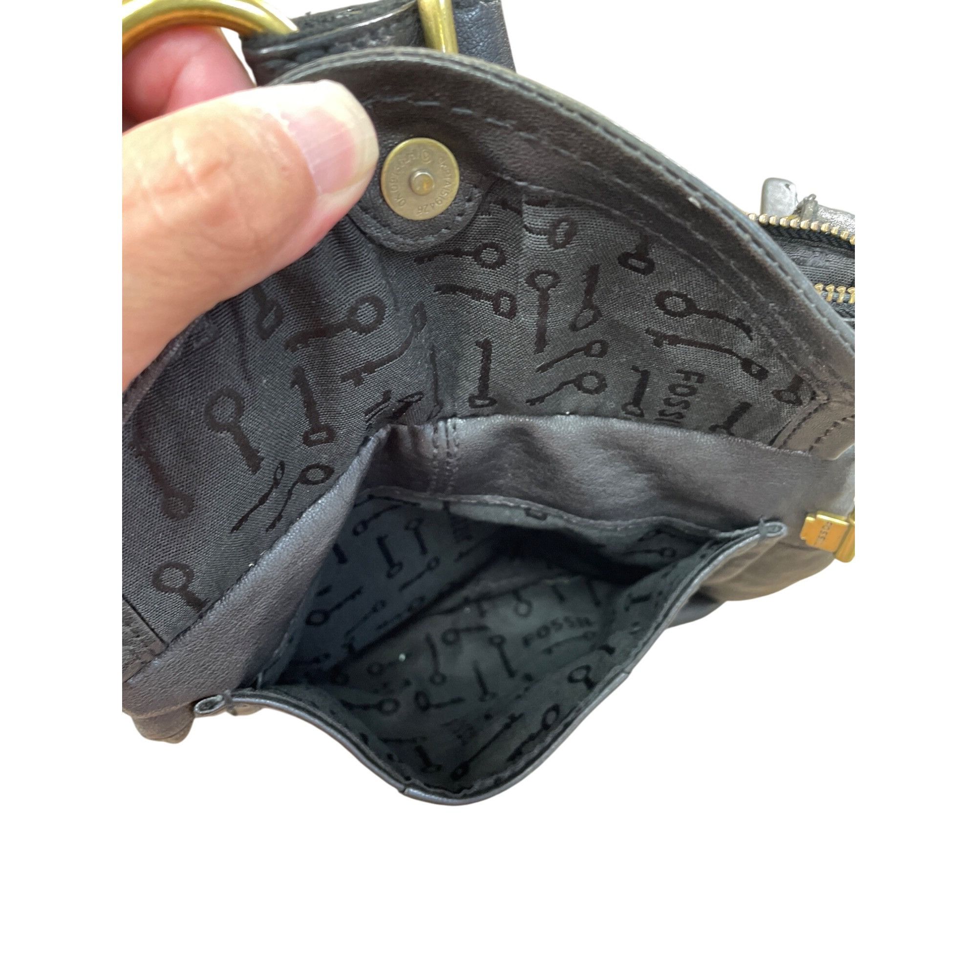 Fossil Fossil Long Live Vintage Womens Black Leather Crossbody Han Size ONE SIZE - 11 Thumbnail