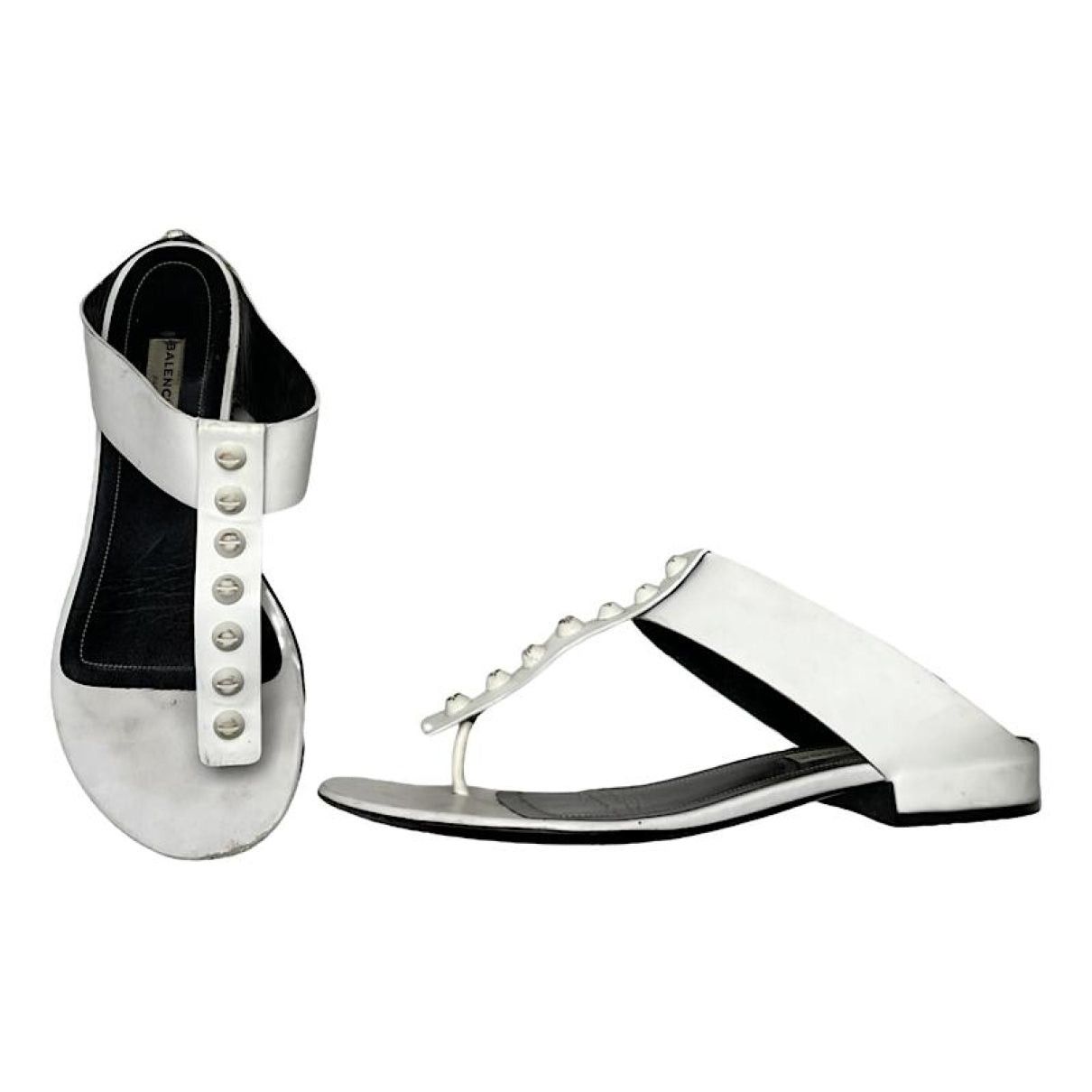 Balenciaga White Patent Leather Sandal Size US 7 / IT 37 - 1 Thumbnail