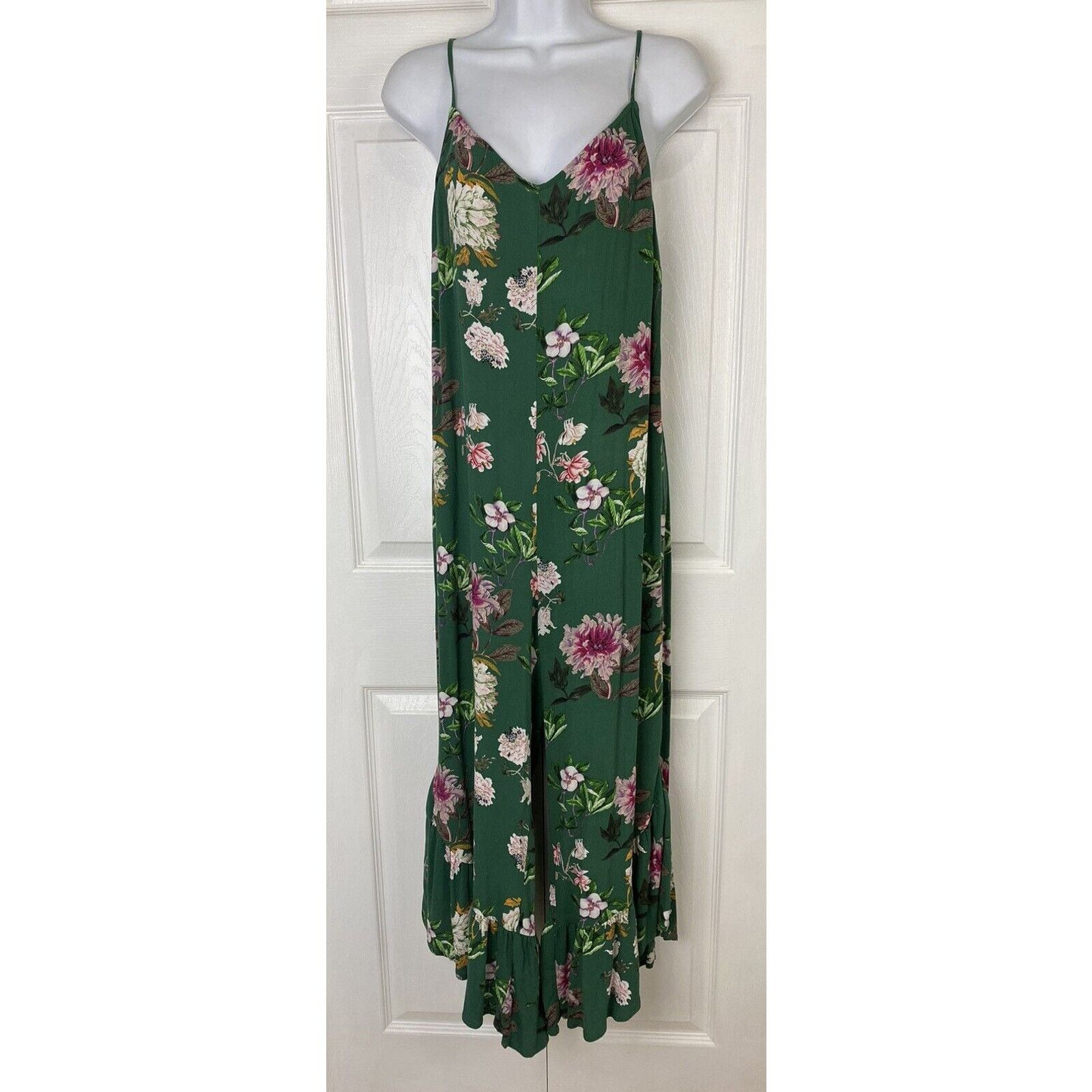 Other For The Republic Jumpsuit S Green Floral Tropical V Neck Size 29" - 1 Thumbnail