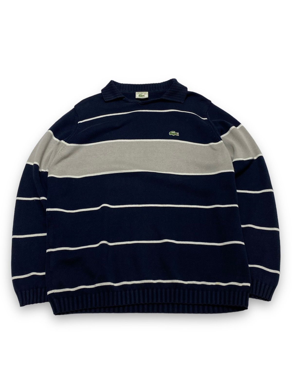 Lacoste 90s Vintage LACOSTE Rugby Sweatshirt Navy Collar Size US L / EU 52-54 / 3 - 1 Thumbnail