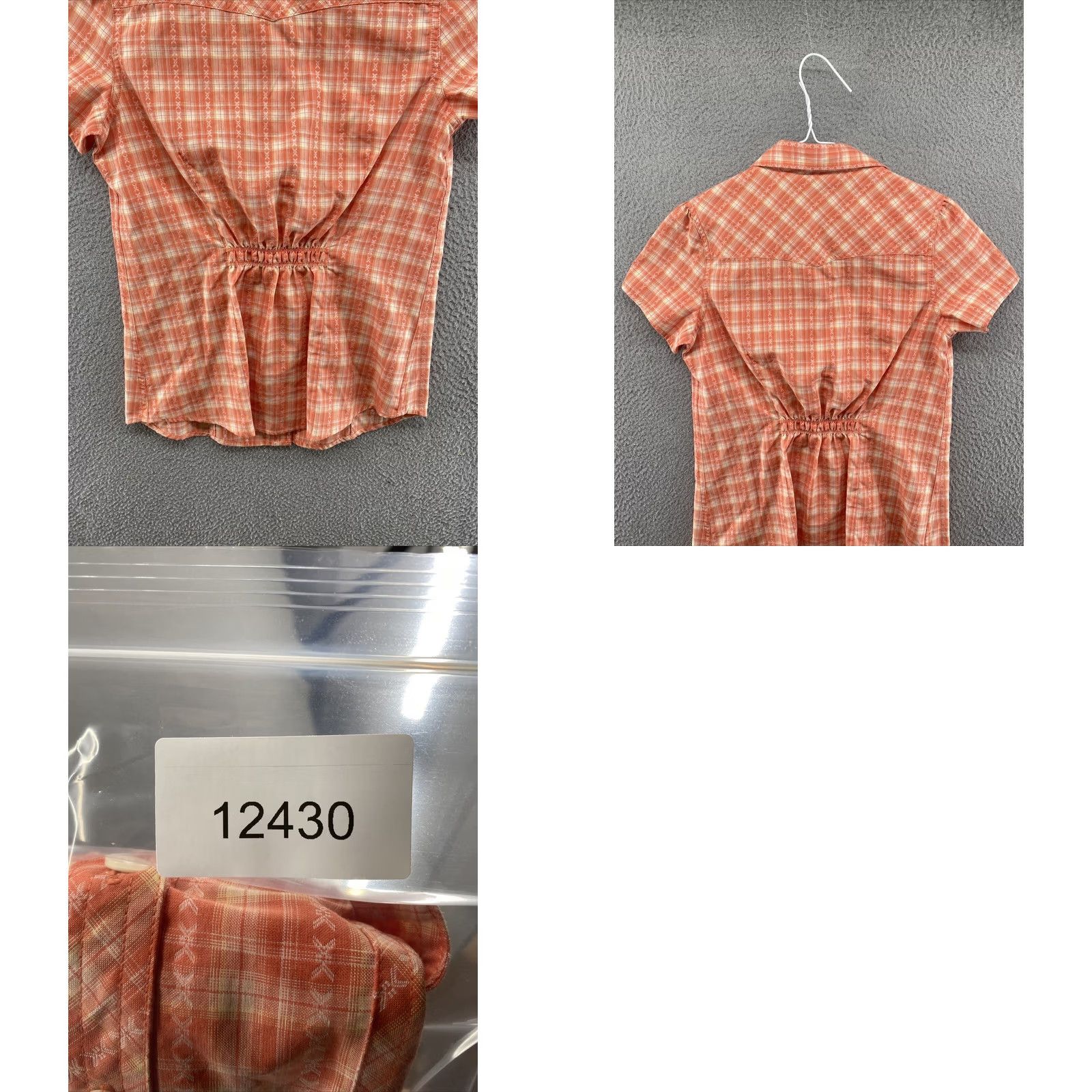 Vintage Bit & Bridle Orange Plaid Button Front Elastic Back Top Blouse Size S Short Sleeve Casual Shirt Women Size S / US 4 / IT 40 - 8 Thumbnail