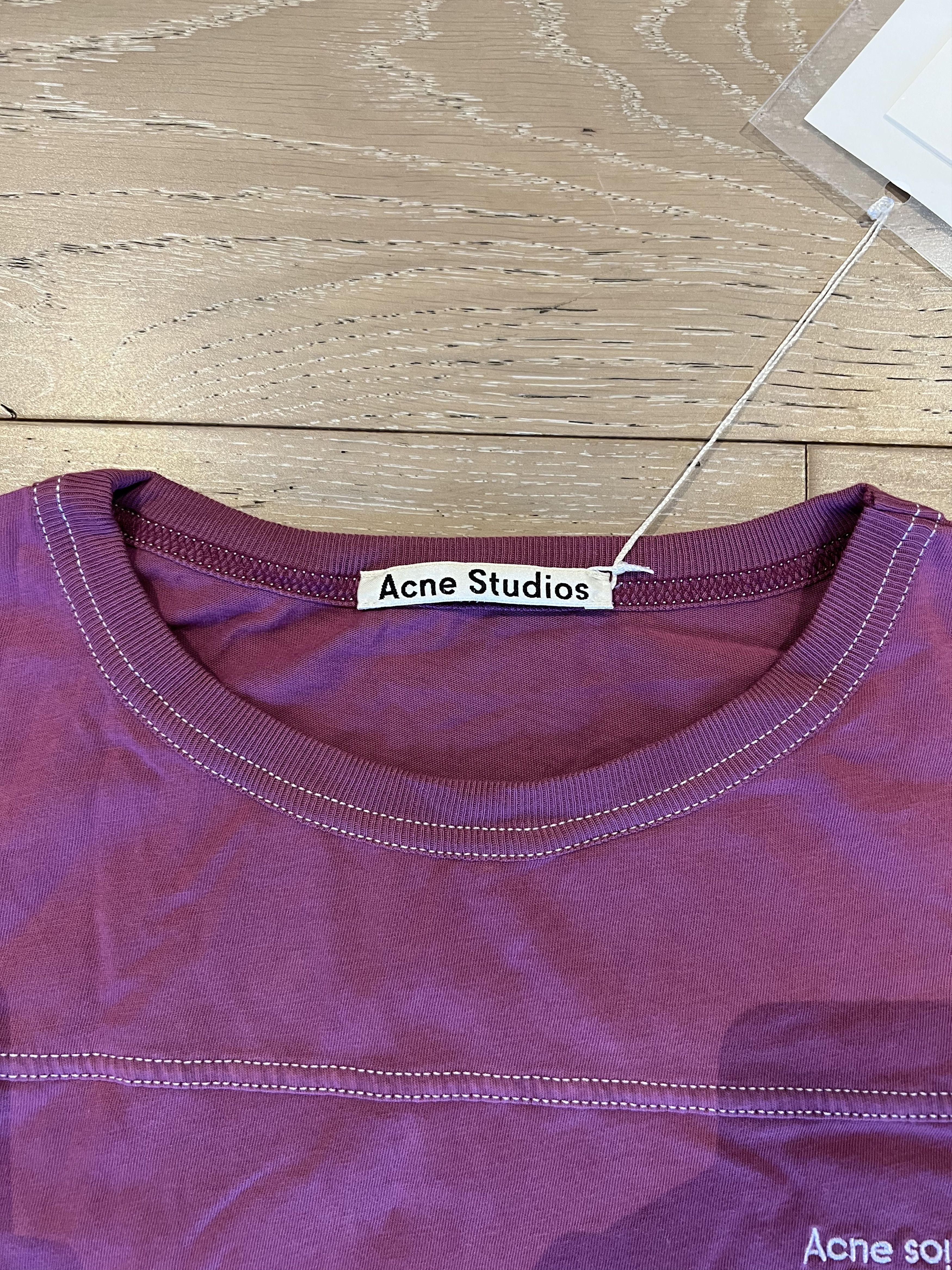 Acne Studios 💚 Acne Studios Embroidered Burgundy T-Shirt Large NEW Size US L / EU 52-54 / 3 - 6 Thumbnail