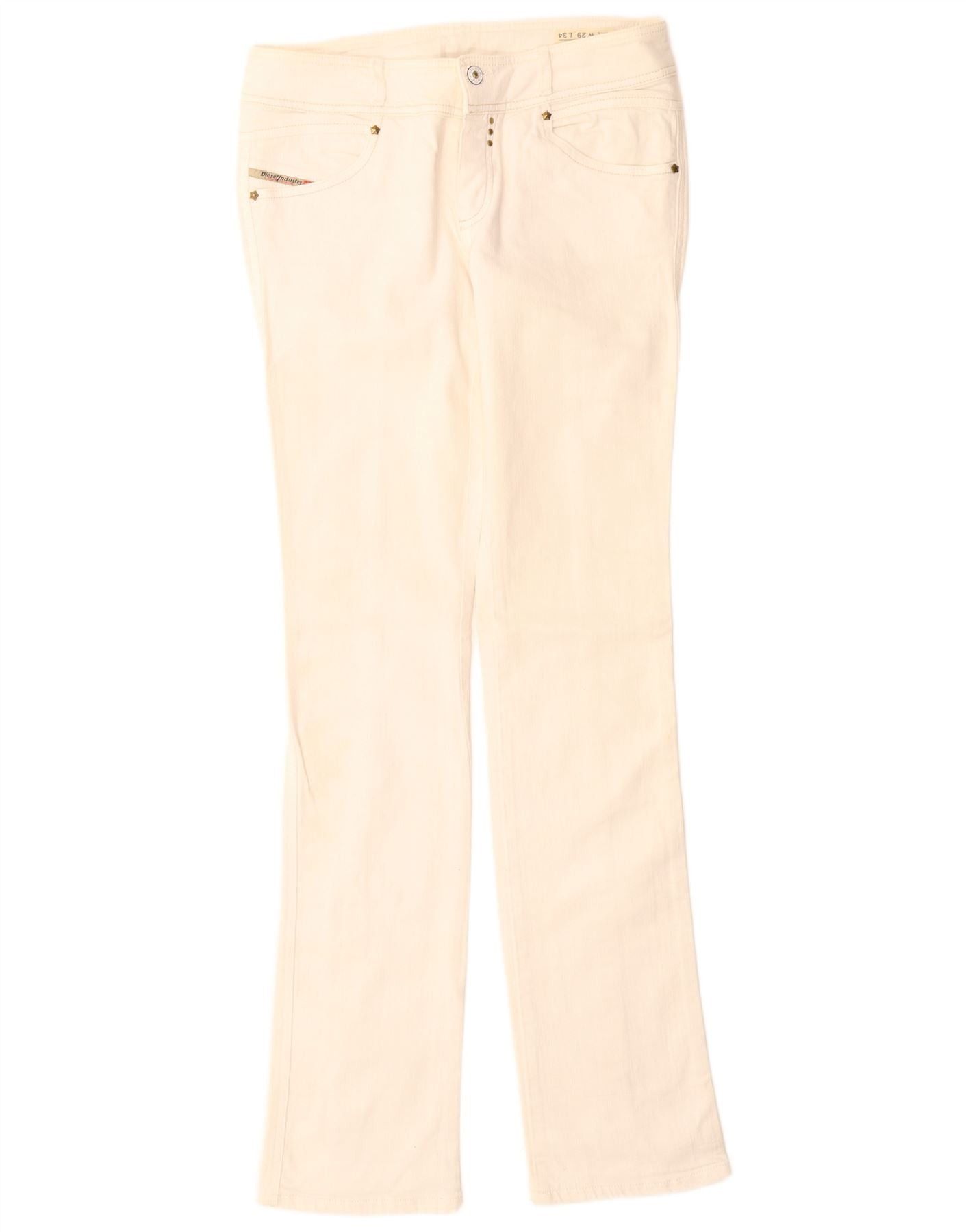 Diesel Womens Rokket Straight Jeans W29 L34 White Cotton Size 42" / US 20 - 1 Thumbnail