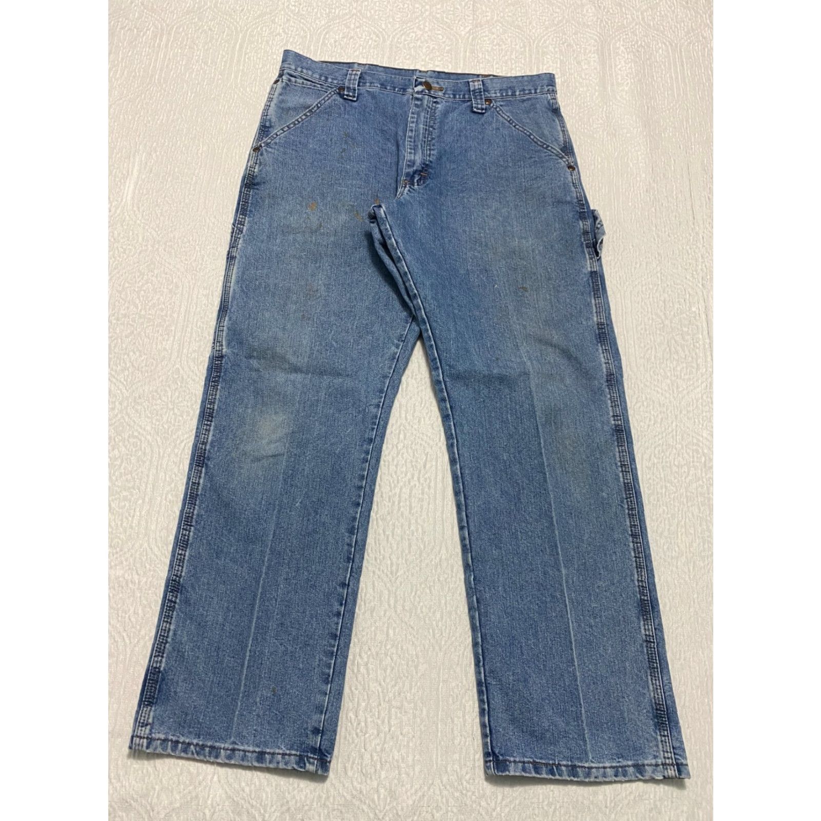 Wrangler VINTAGE Wrangler Carpenter Jeans Men's Size 34×30 Blue Relaxed Wide-Leg Denim 5-Pocket Wrangler Carpenter Work Mens Regular 34 Blue Size US 34 / EU 50 - 2 Thumbnail