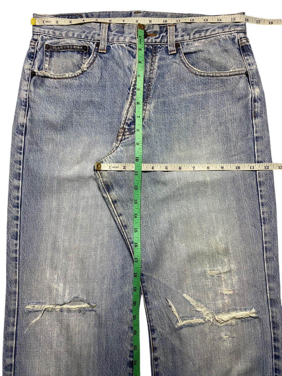 Japanese Brand Vintage Bobson Blue Faded Wash Distressed Loose Jeans Size US 31 - 12 Thumbnail