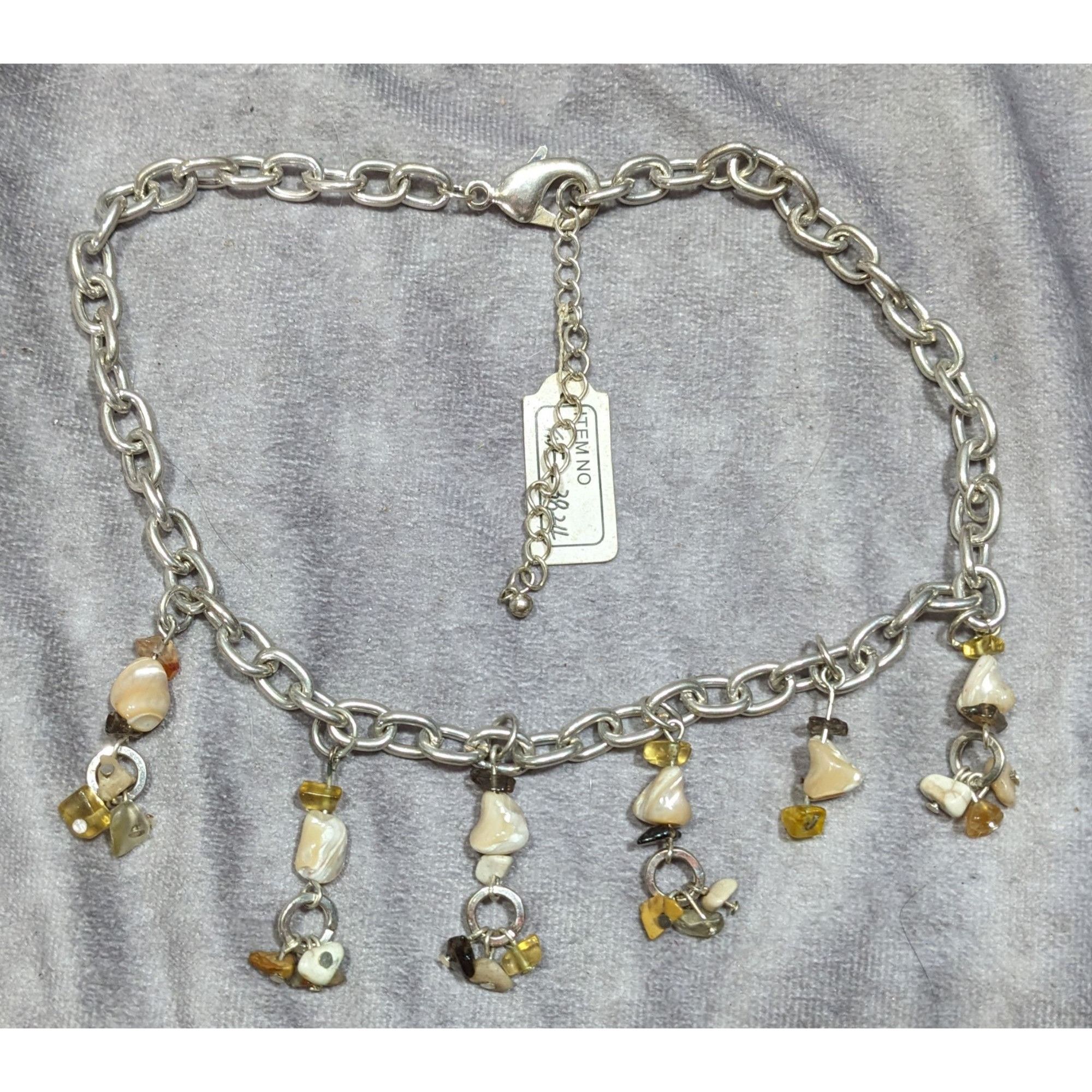 Handmade Handmade Gemstone Chip Fringe Necklace On Silver Tone Chain Size ONE SIZE - 6 Thumbnail